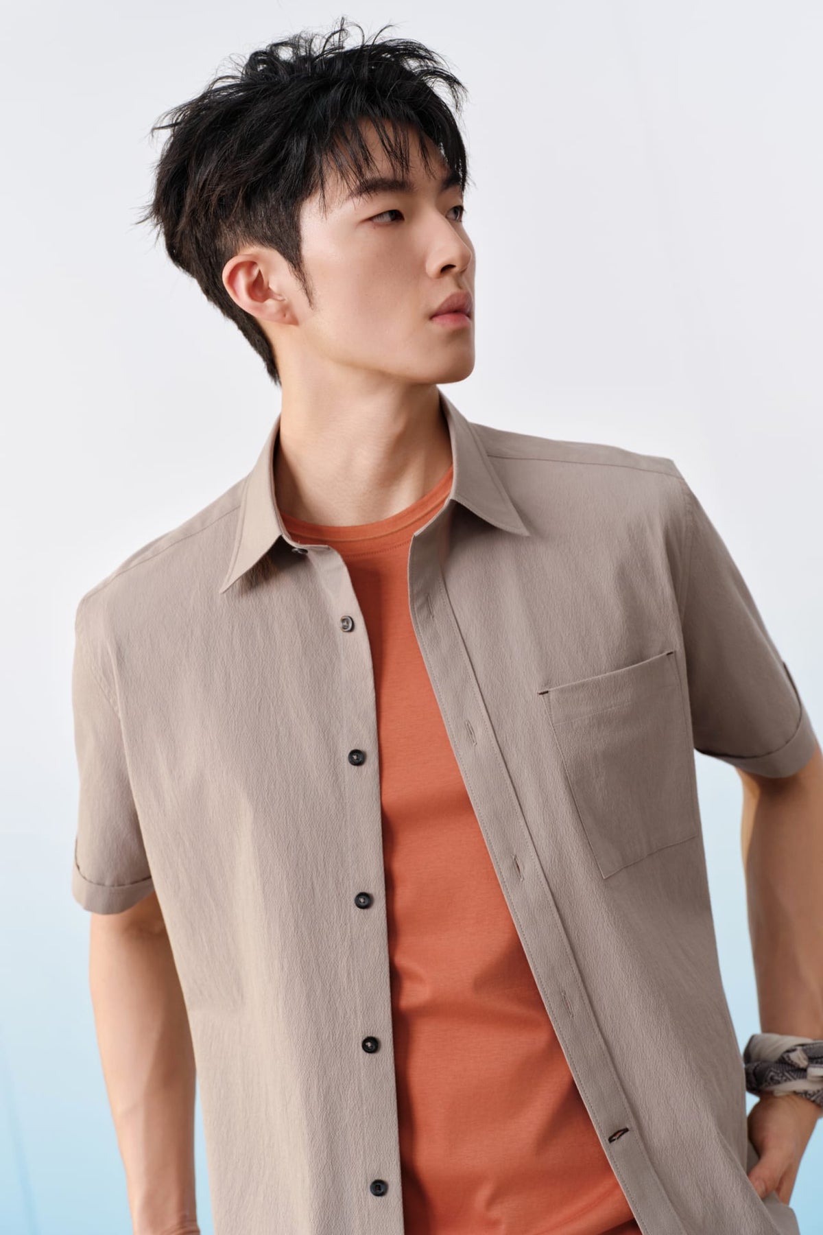 G2000 - Shirts - Cotton Stretch Seersucker Comfort Fit Short Sleeve Casual Shirt - Frost Gray - Comfort