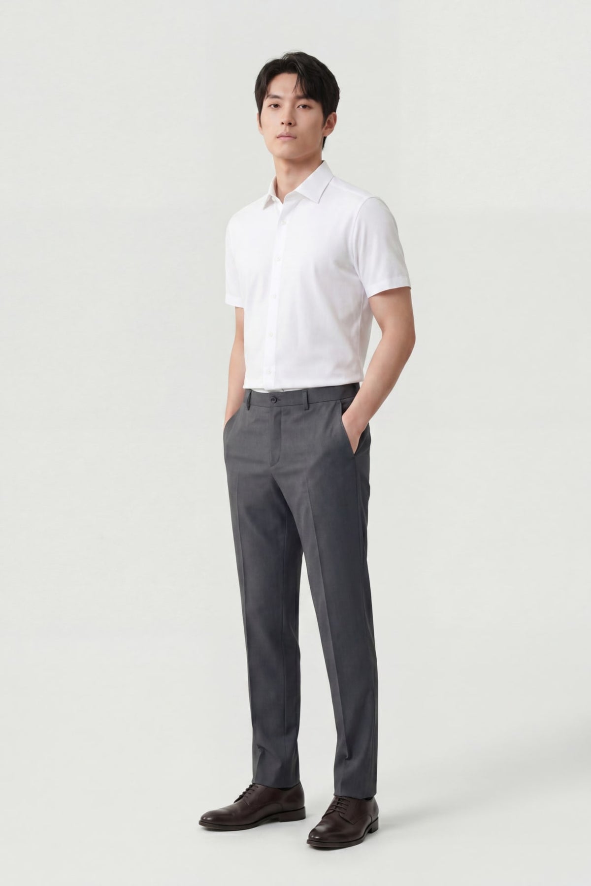 G2000 - Shirts - Non-Iron Easy Care Stretch Dot Texture Slim Fit Short Sleeve Shirt