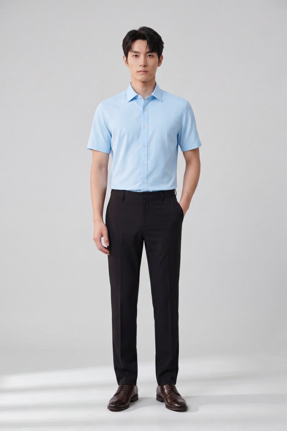 G2000 - Shirts - Non-Iron Easy Care Stretch Dot Texture Slim Fit Short Sleeve Shirt
