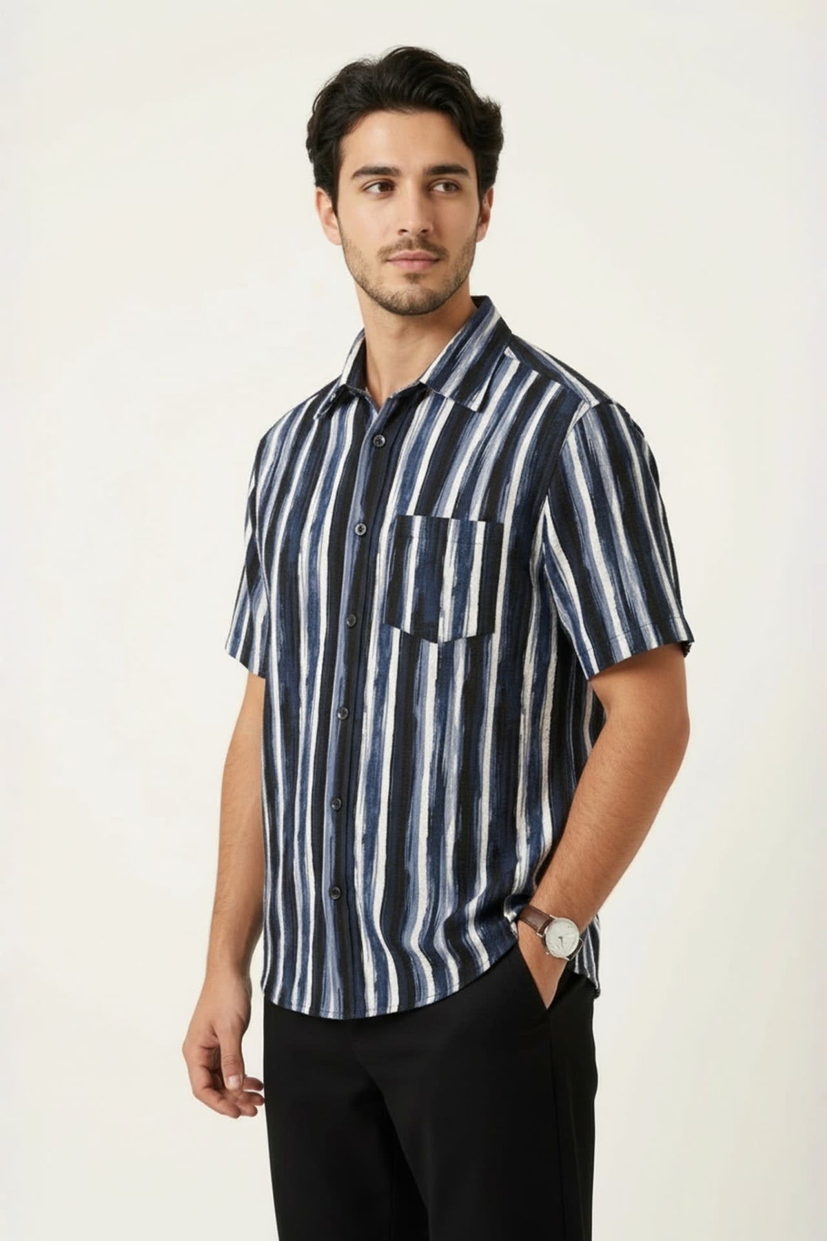 G2000 Shirts Seersucker Stripe Print Comfort Fit Short Sleeve Casual Shirt
