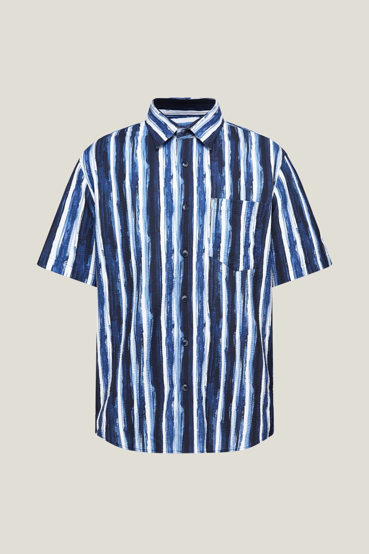 G2000 - Shirts - Seersucker Stripe Print Comfort Fit Short Sleeve Casual Shirt