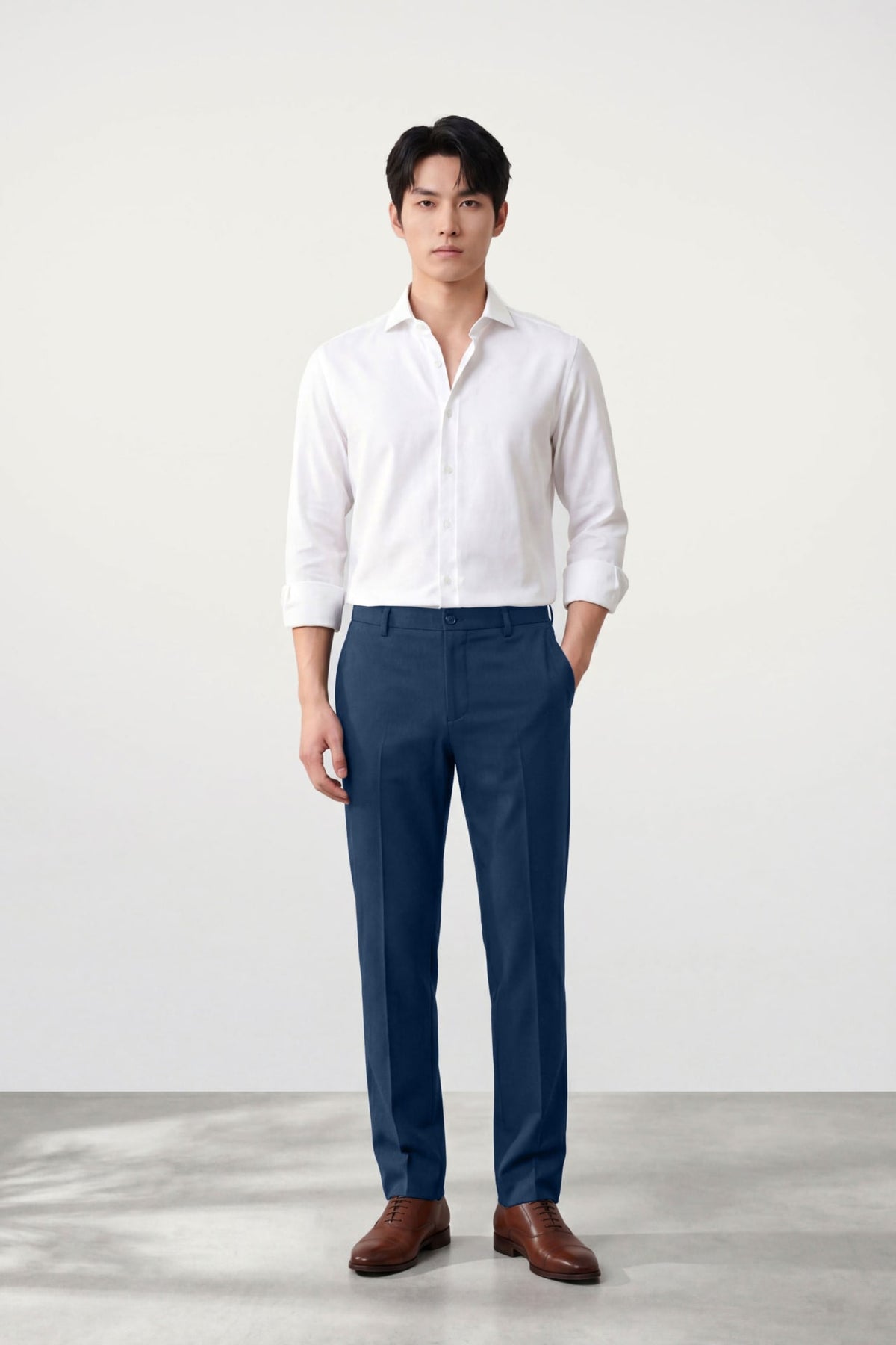 G2000 Pants Machine Washable Poly Twill Smart Fit Suit Pants With Elastic Waistband Estate Blue Elastic Smart