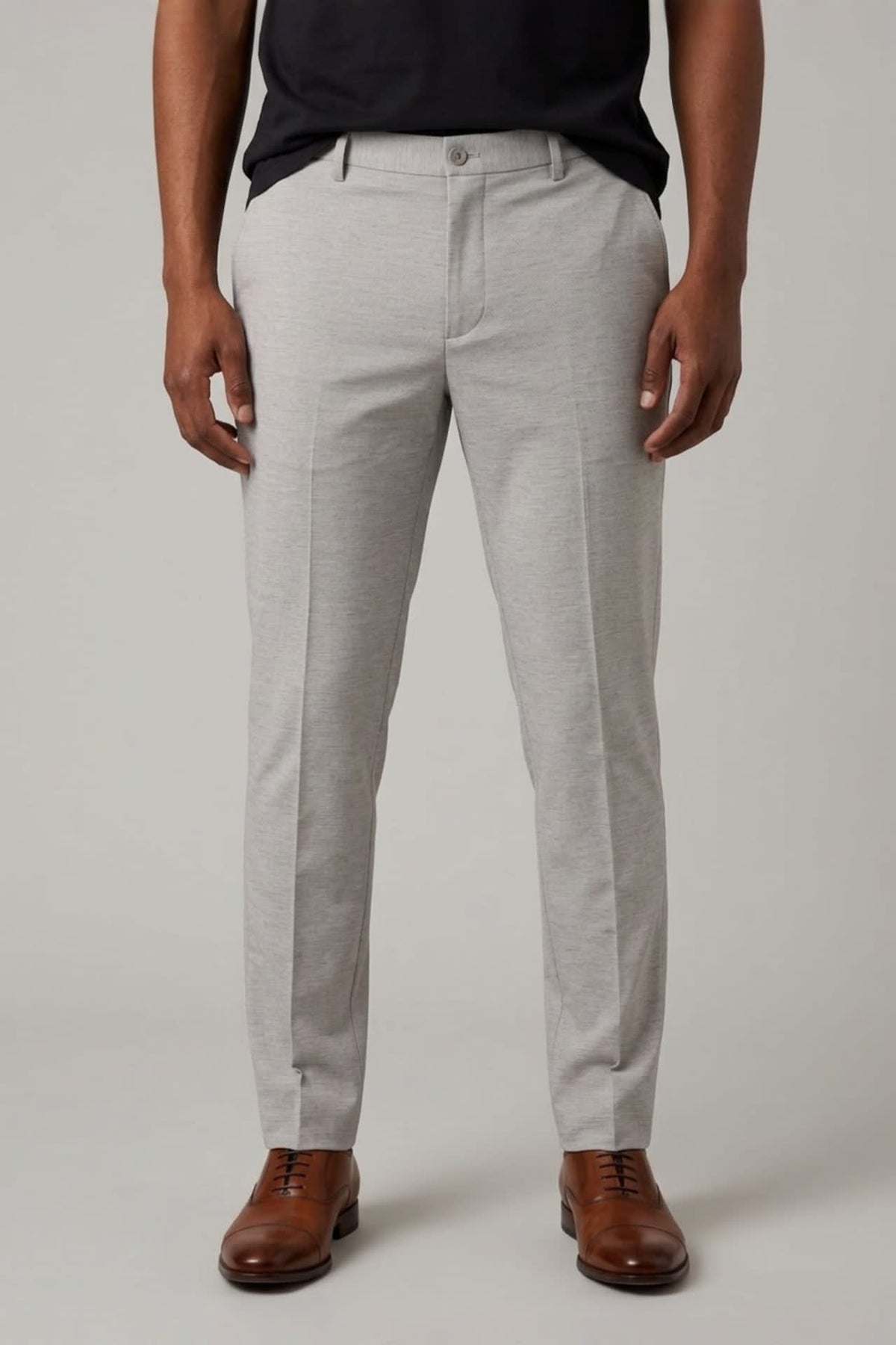 G2000 Pants Multi-Way Stretch Linen Lyocell Blend Plain Weave Slim Fit Suit Pants Flint Stone Slim