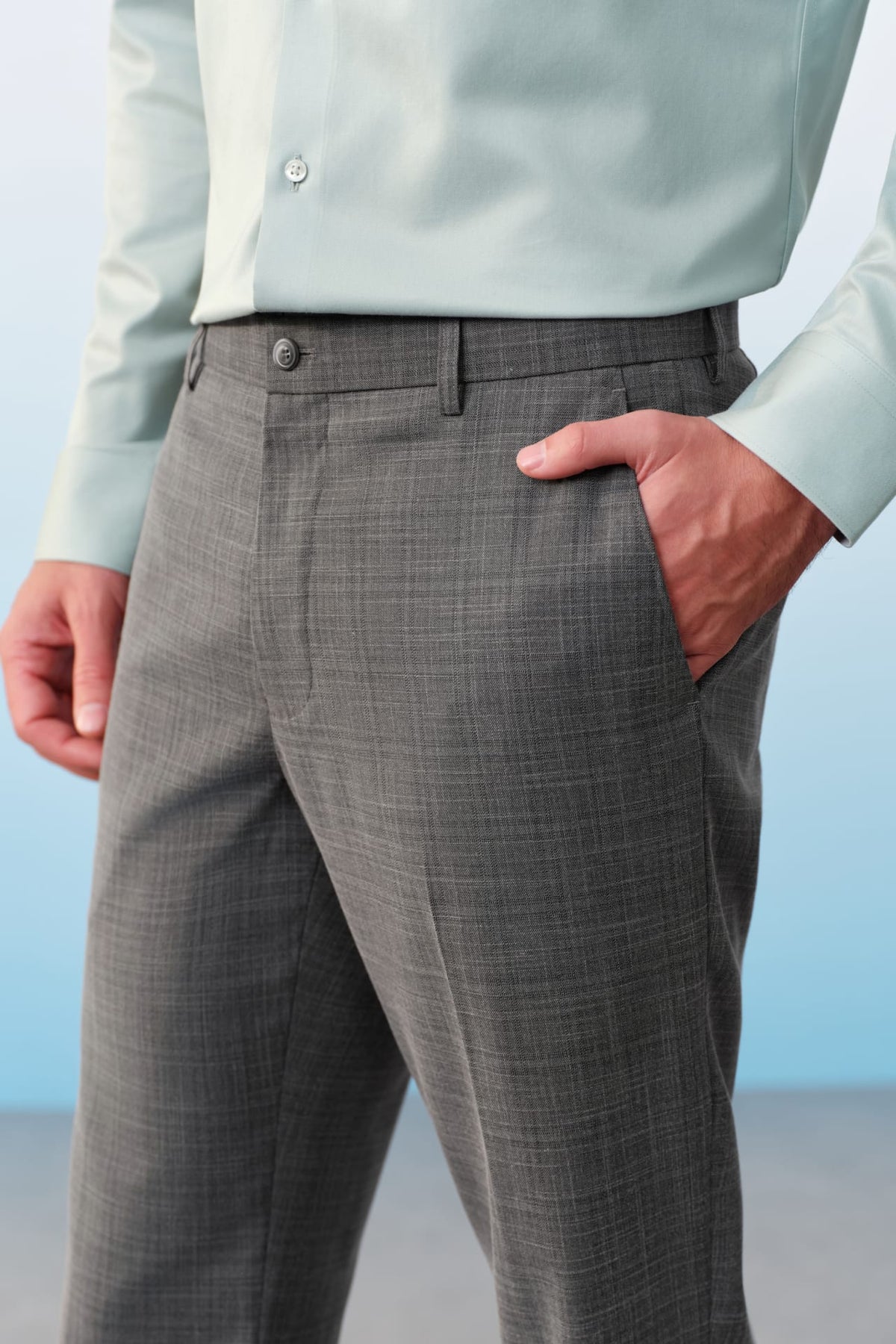 G2000 Pants Poly Blend Check Stretch Regular Fit Suit Pants