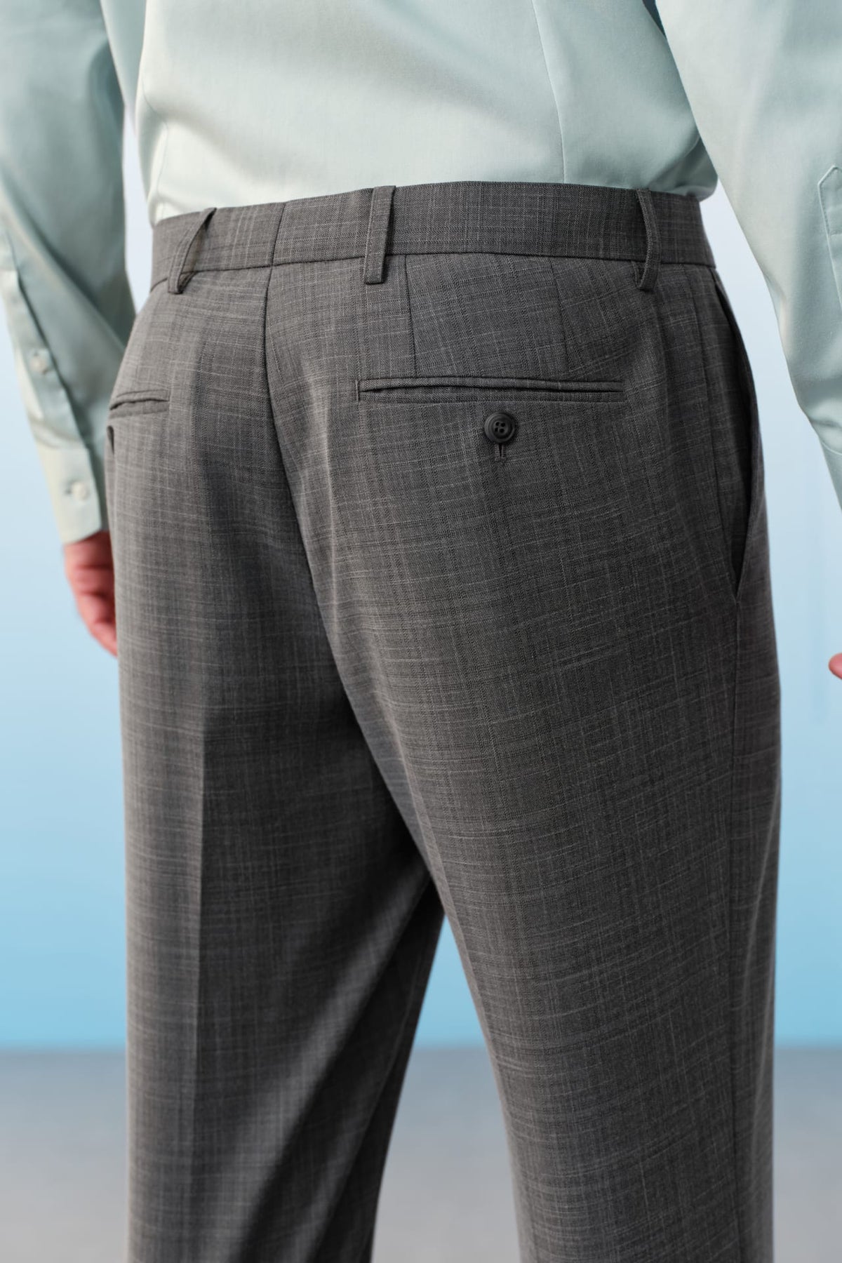 G2000 Pants Poly Blend Check Stretch Regular Fit Suit Pants