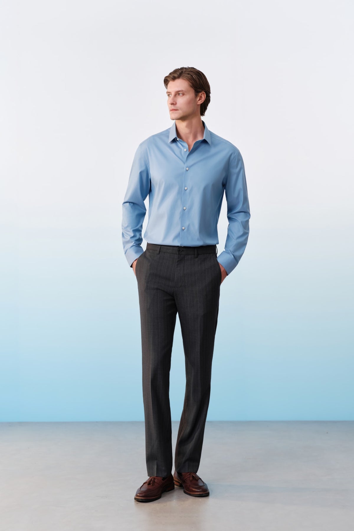 G2000 Pants Poly Blend Stripe Stretch Regular Fit Suit Pants Moonless Night Regular