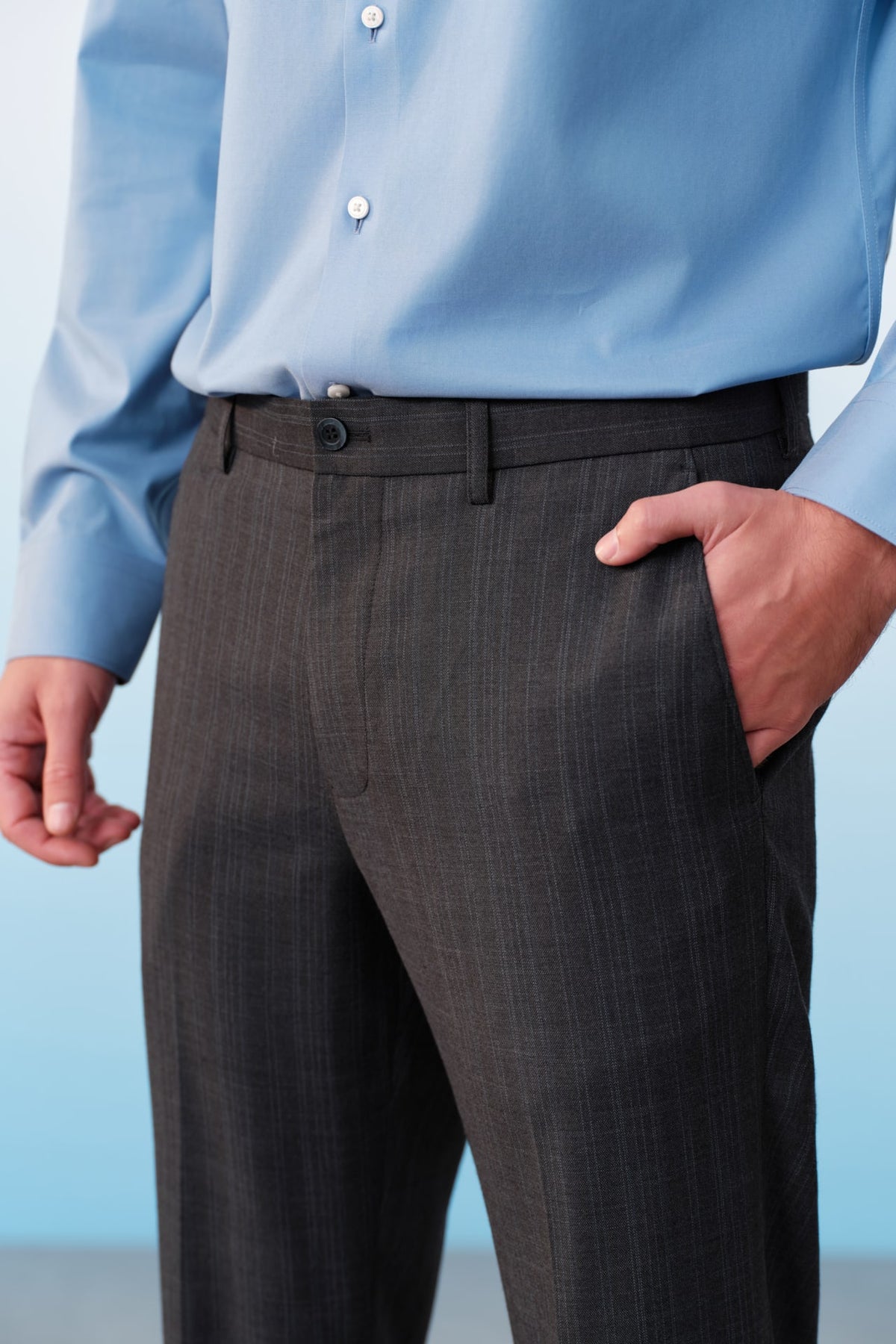 G2000 - Pants - Poly Blend Stripe Stretch Regular Fit Suit Pants