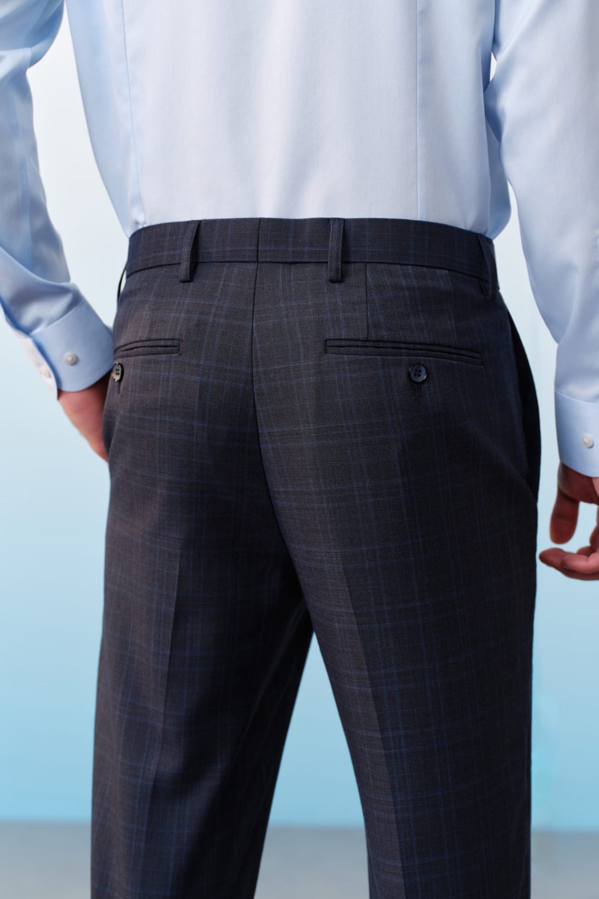 G2000 Pants Poly Blend Check Stretch Smart Fit Suit Pants