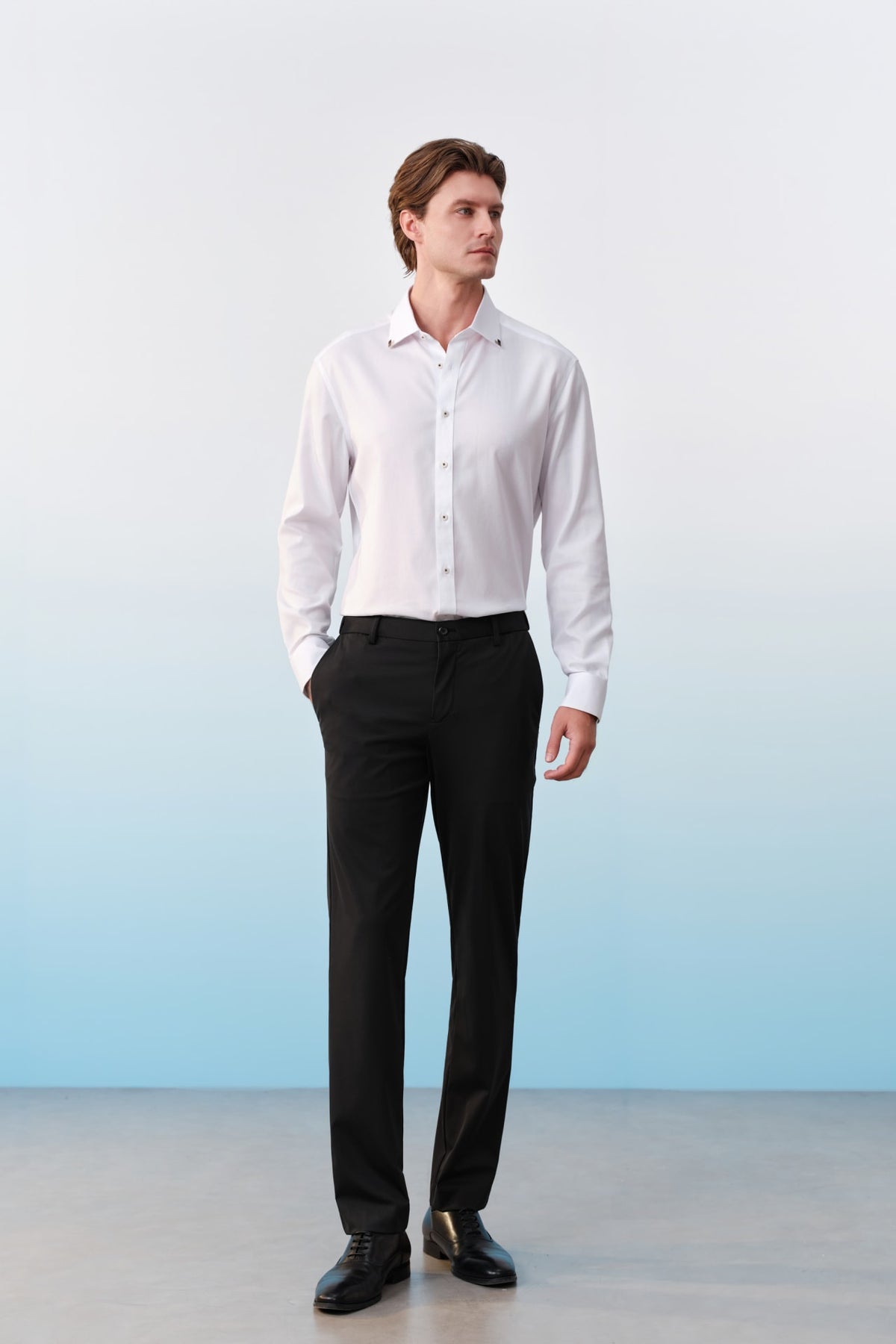 G2000 - Pants - Cool Touch Nylon Stretch Knit Print Smart Fit Suit Pants With Elastic Waistband - Anthracite - Elastic Smart