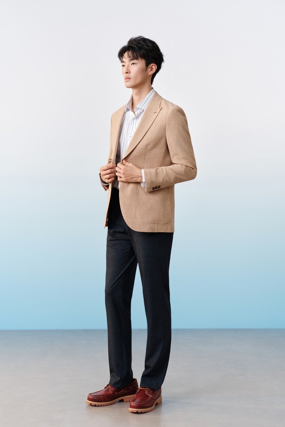 G2000 - Pants - Anti-Bacterial Poly Blend Strecth Knit Print Smart Fit Suit Pants With Elastic Waistband