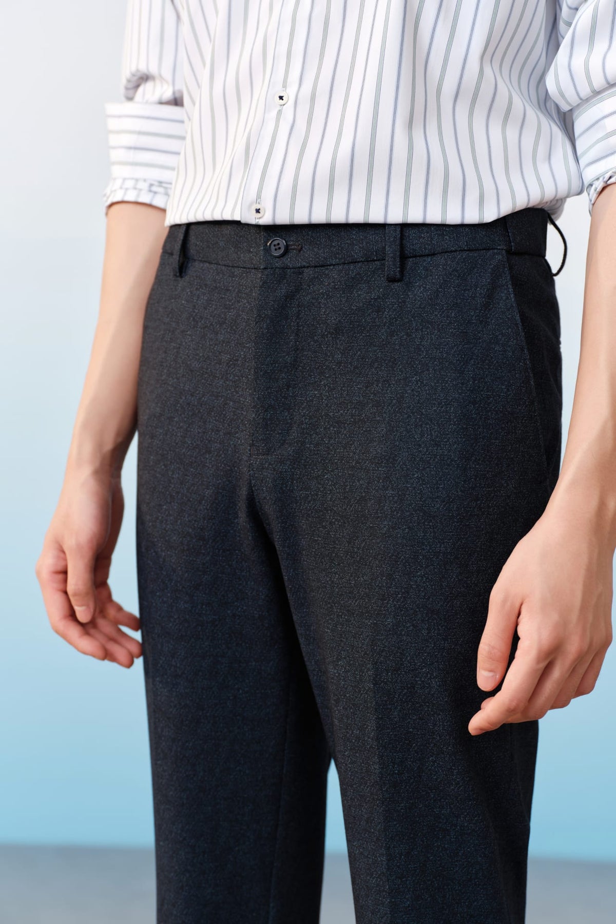G2000 - Pants - Anti-Bacterial Poly Blend Strecth Knit Print Smart Fit Suit Pants With Elastic Waistband
