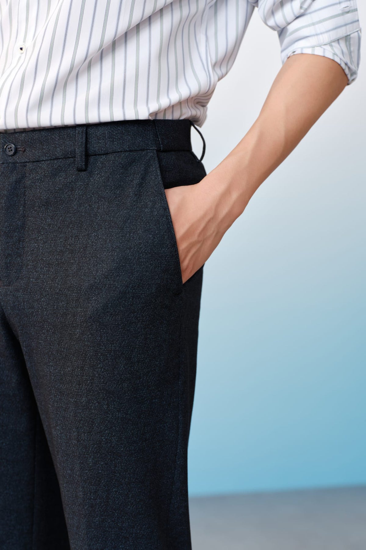 G2000 - Pants - Anti-Bacterial Poly Blend Strecth Knit Print Smart Fit Suit Pants With Elastic Waistband