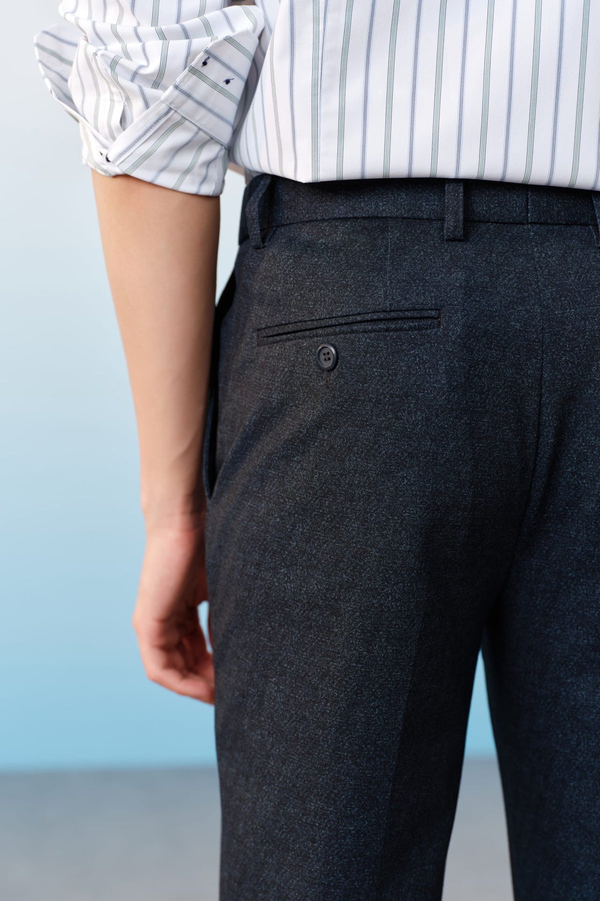 G2000 - Pants - Anti-Bacterial Poly Blend Strecth Knit Print Smart Fit Suit Pants With Elastic Waistband