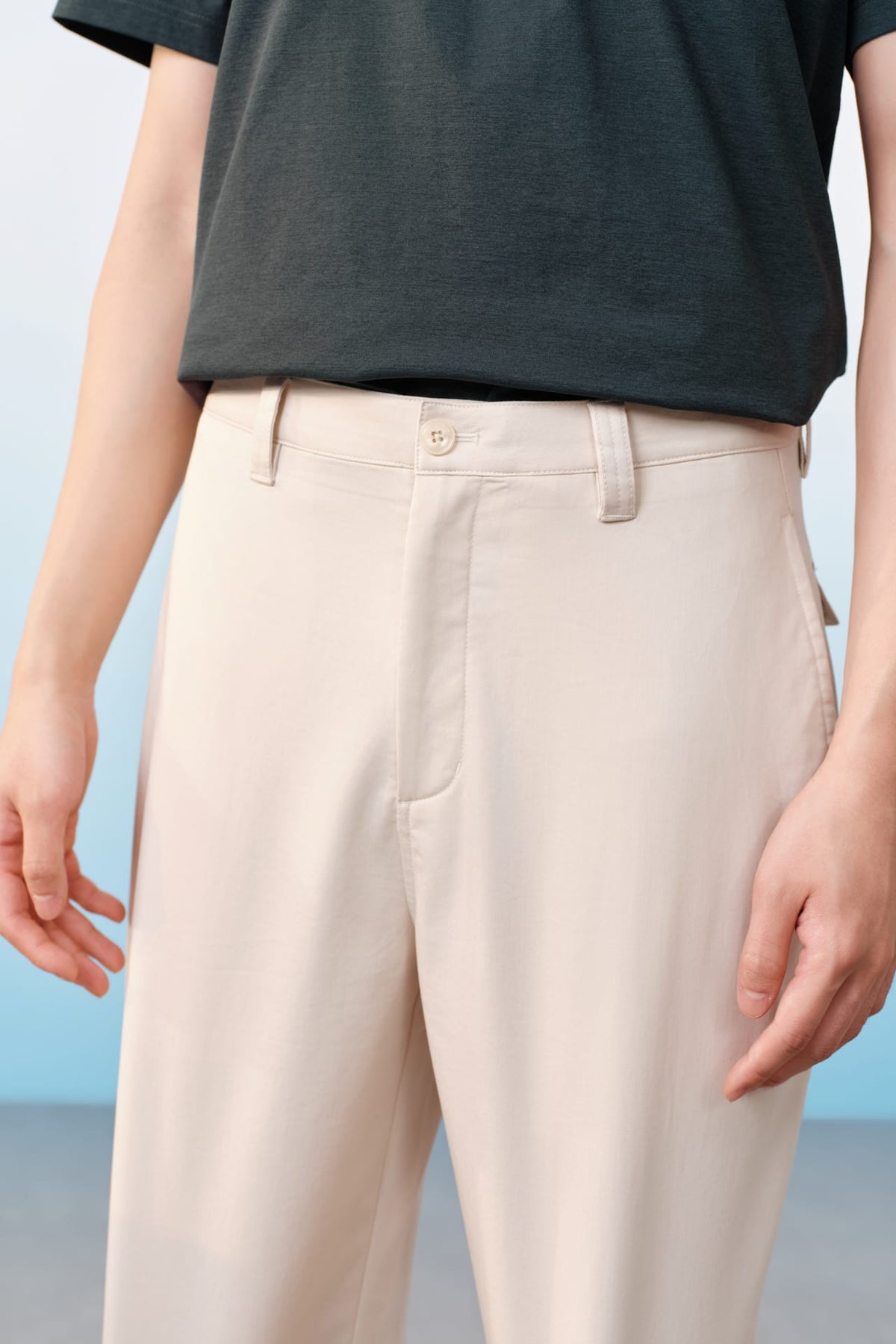 G2000 - Pants - Lyocell Blend Twill Wide Straight Fit Casual Pants