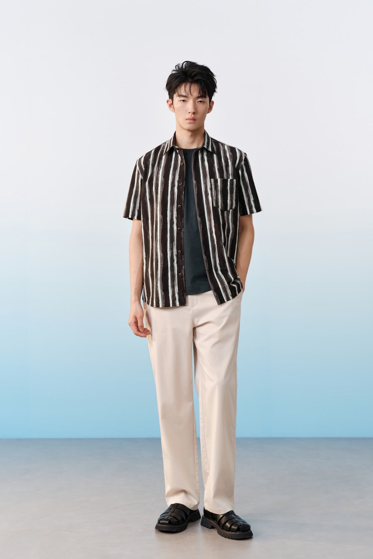 G2000 - Pants - Lyocell Blend Twill Wide Straight Fit Casual Pants