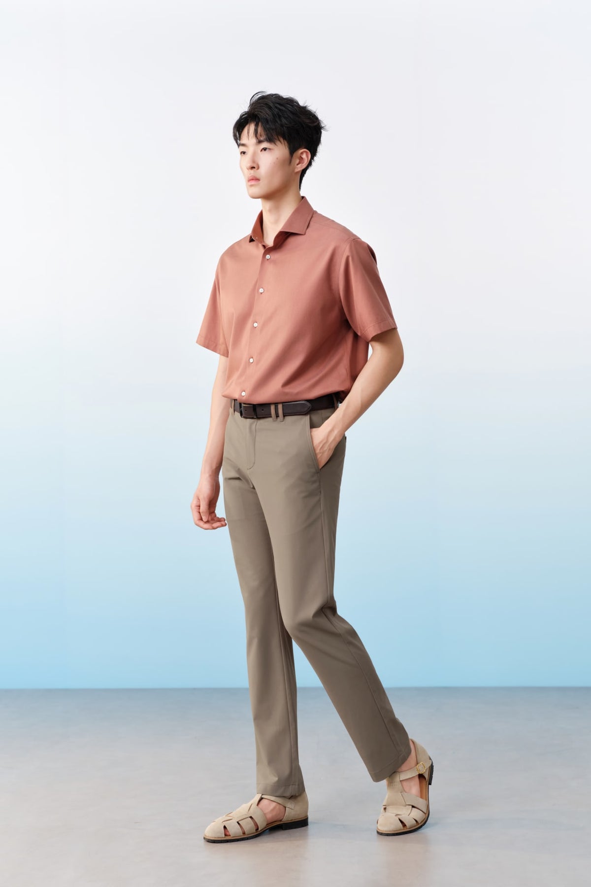 Multi-Way Stretch Lyocell Blend Twill Smart Fit Casual Pants