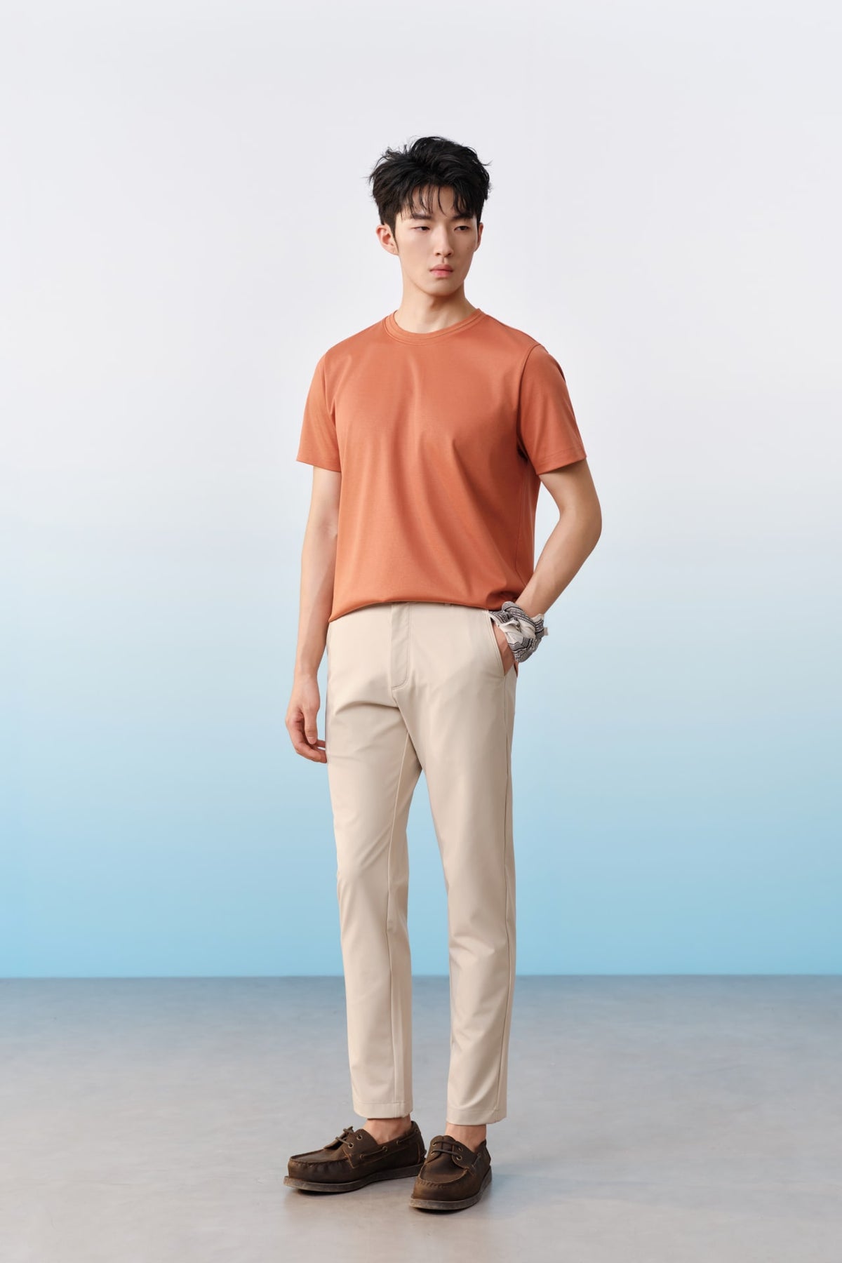 G2000 Pants Multi-Way Stretch Nylon Twill Extra Slim Fit Casual Pants Pastel Rose Tan Extra Slim
