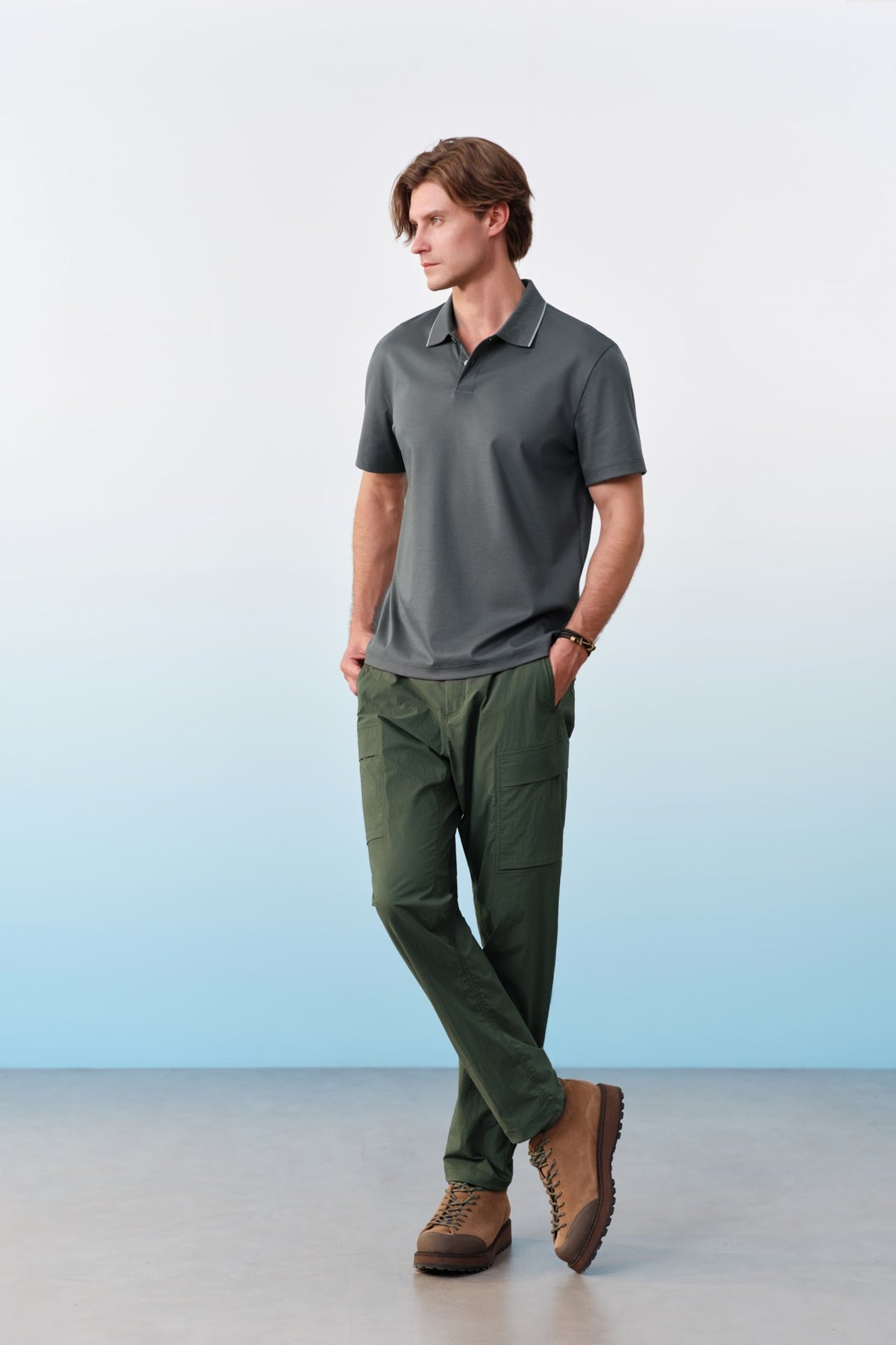 G2000 Pants Lightweight Multi-Way Stretch Nylon Smart Tapered Fit Casual Pants Green Gables Smart Tapered