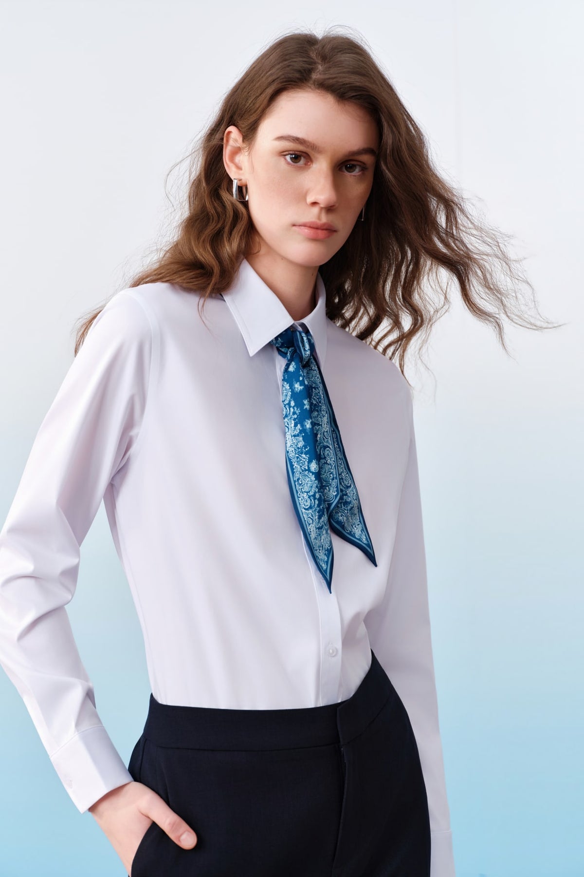 G2000 Shirts Modal Blend Twill Slim Fit Long Sleeve Shirt White Slim