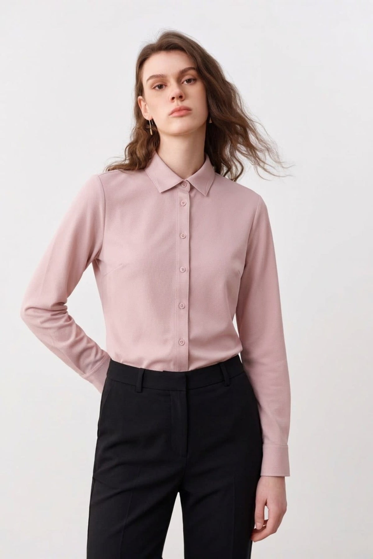 G2000 Shirts Non-Iron Dry Stretch Twill Slim Fit Long Sleeve Shirt Misty Rose Slim