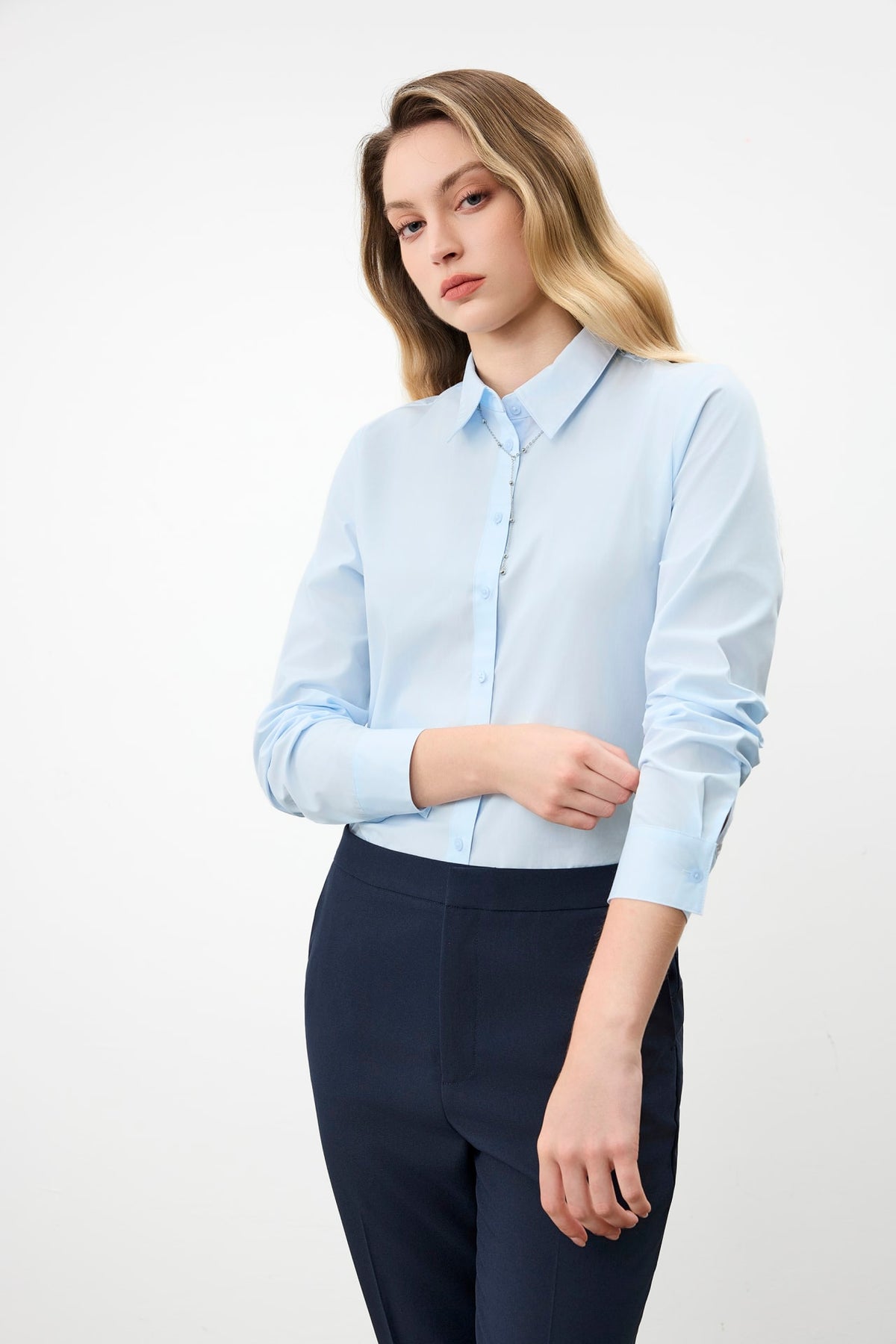 G2000 Shirts Non-Iron Cotton Blend Poplin Long Sleeve Shirt Country Air Regular