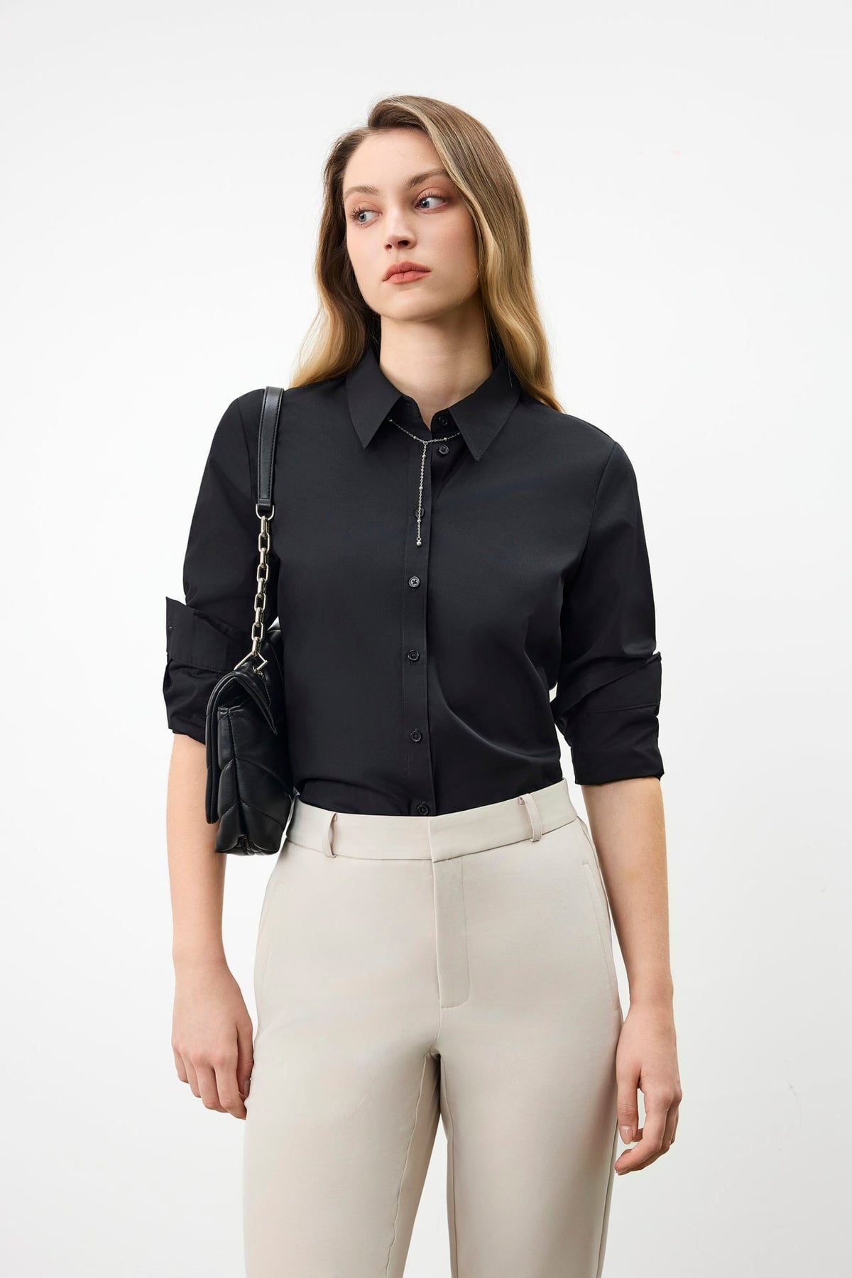 G2000 Shirts Non-Iron Cotton Blend Poplin Long Sleeve Shirt Black Regular