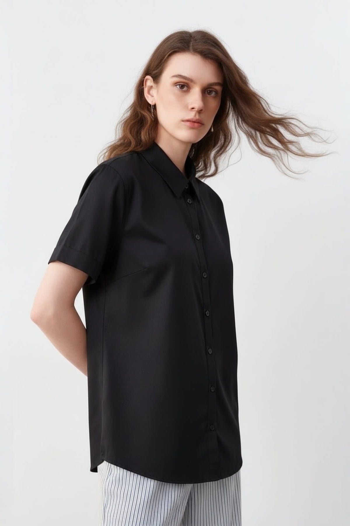 G2000 Shirts Easy Care Fine Twill Slim Fit Short Sleeve  Shirt Black Slim