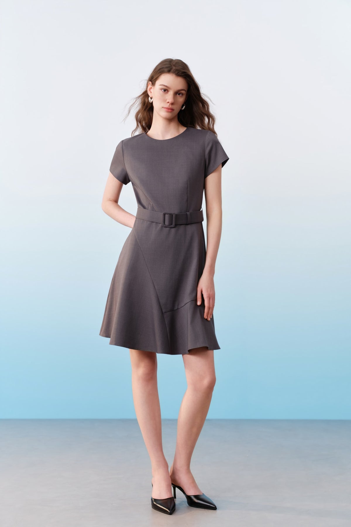 G2000 Dresses Three-Proof Finish Round Neck Short Sleeve Fit & Flare Dress