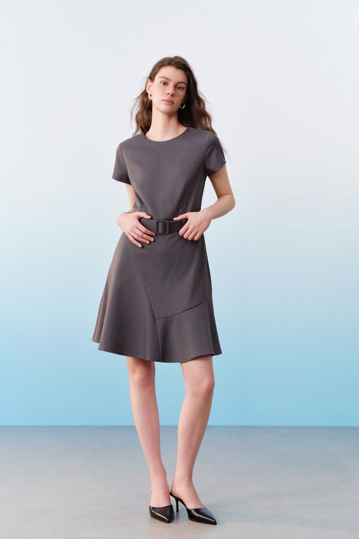 G2000 Dresses Three-Proof Finish Round Neck Short Sleeve Fit & Flare Dress