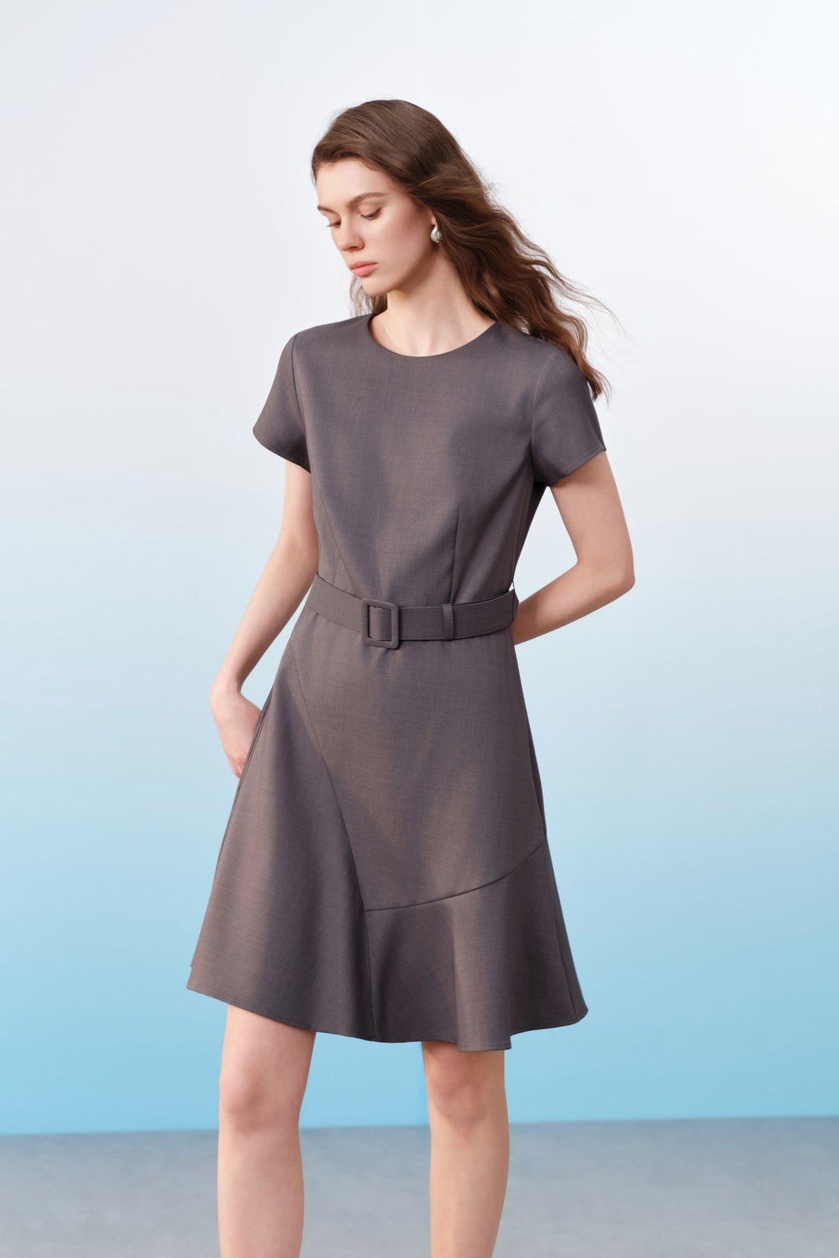 G2000 Dresses Three-Proof Finish Round Neck Short Sleeve Fit & Flare Dress