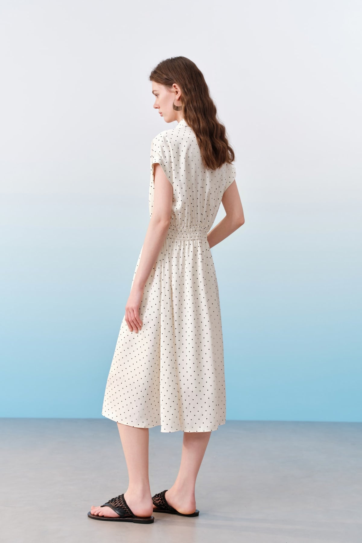 G2000 Dresses Polka Dot Twill Fit & Flare Maxi Shirt Dress With Belt