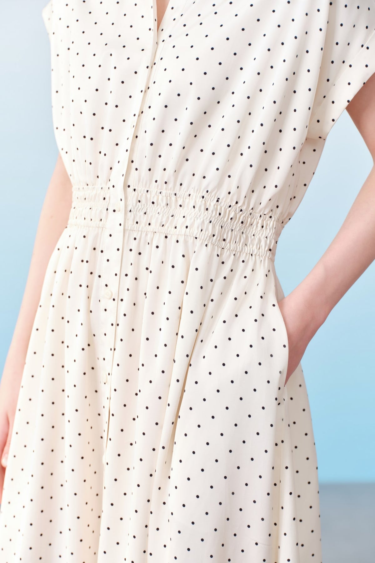 G2000 Dresses Polka Dot Twill Fit & Flare Maxi Shirt Dress With Belt