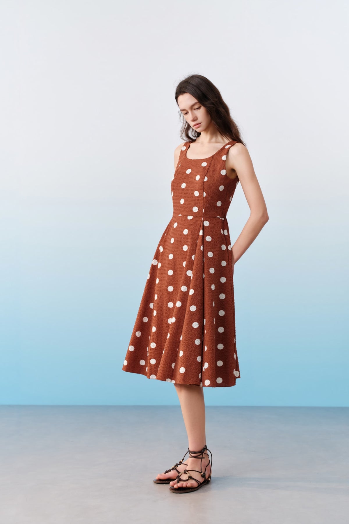 G2000 - Dresses - Polka Dot Square Neck Fit & Flare Dress