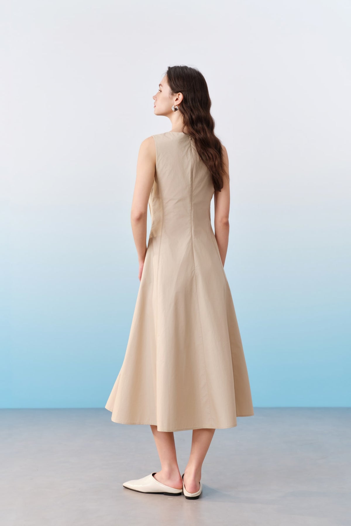 G2000 - Dresses - Cotton Poplin Round Neck Sleeveless Fit & Flare Maxi Dress