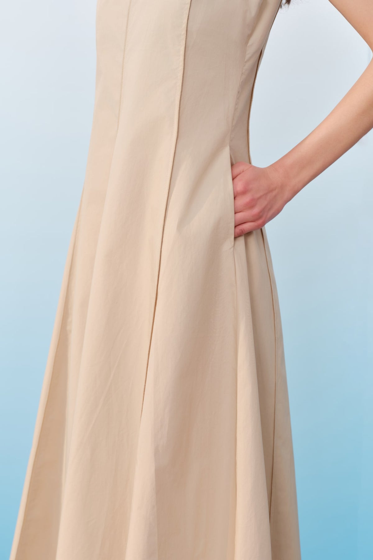 G2000 - Dresses - Cotton Poplin Round Neck Sleeveless Fit & Flare Maxi Dress
