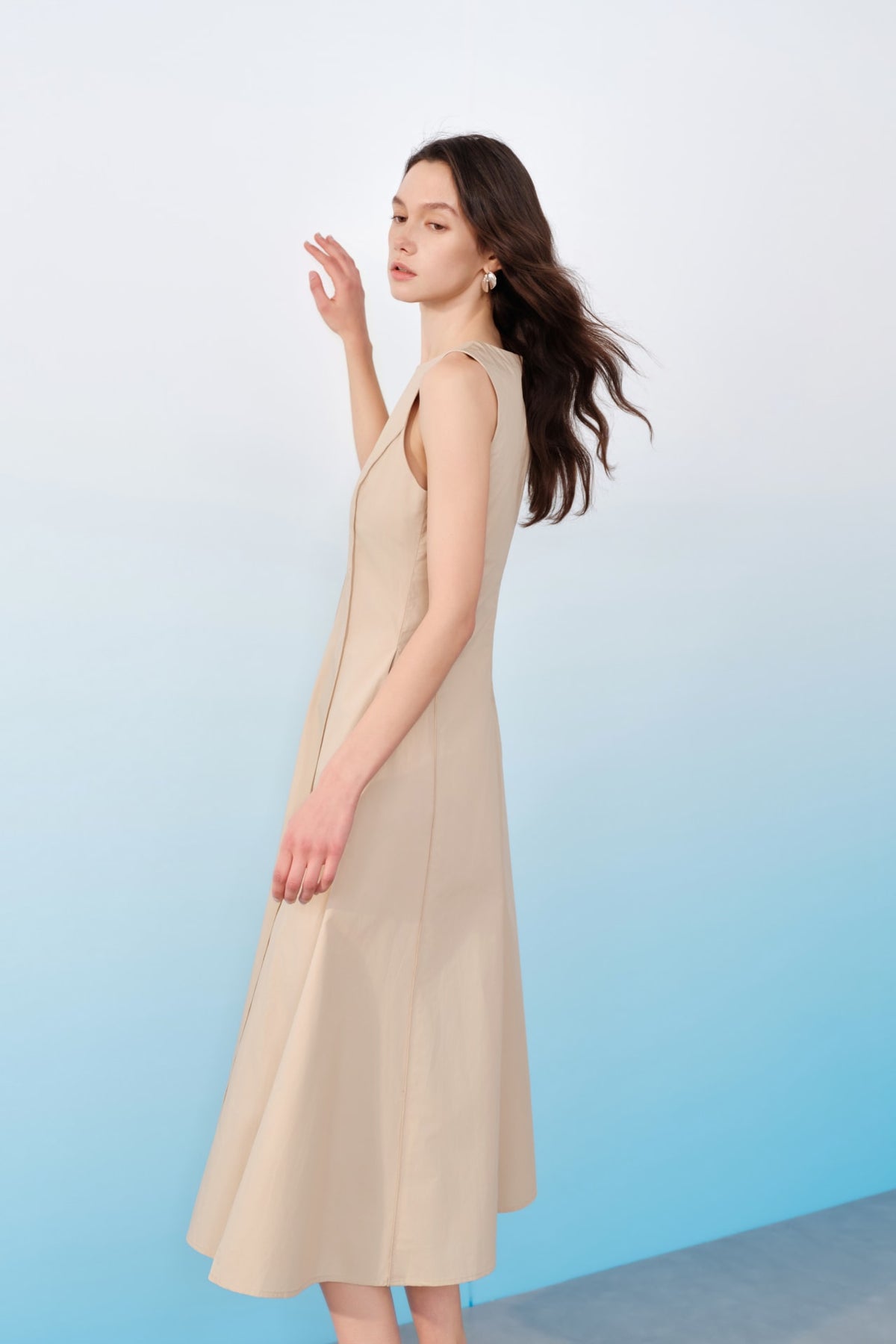 G2000 - Dresses - Cotton Poplin Round Neck Sleeveless Fit & Flare Maxi Dress