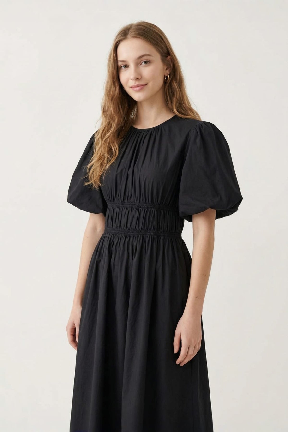 G2000 Dresses Ruched Princess Sleeve Long Skirt Black Comfort - Fit & Flare