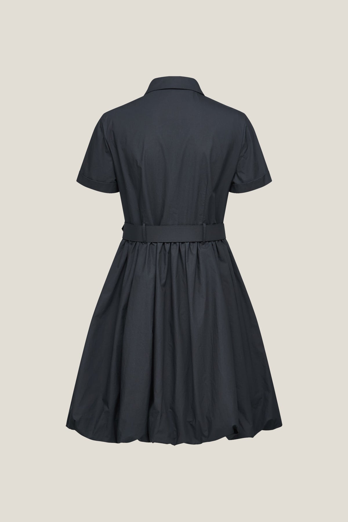 G2000 - Dresses - Cotton Shirt Collar Bubble Hem Fit & Flare Dress With Self Fabric Tie