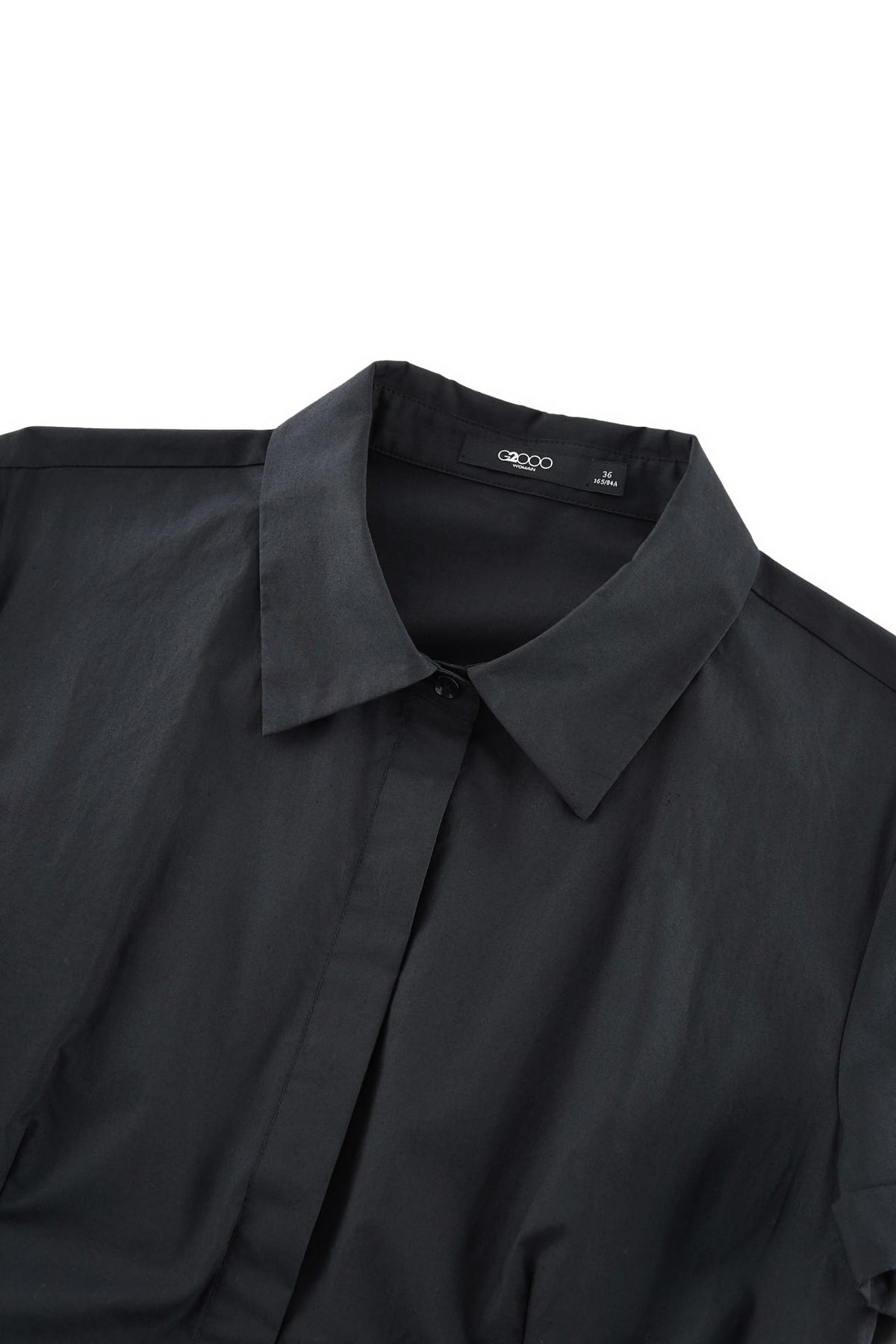 G2000 - Dresses - Cotton Shirt Collar Bubble Hem Fit & Flare Dress With Self Fabric Tie