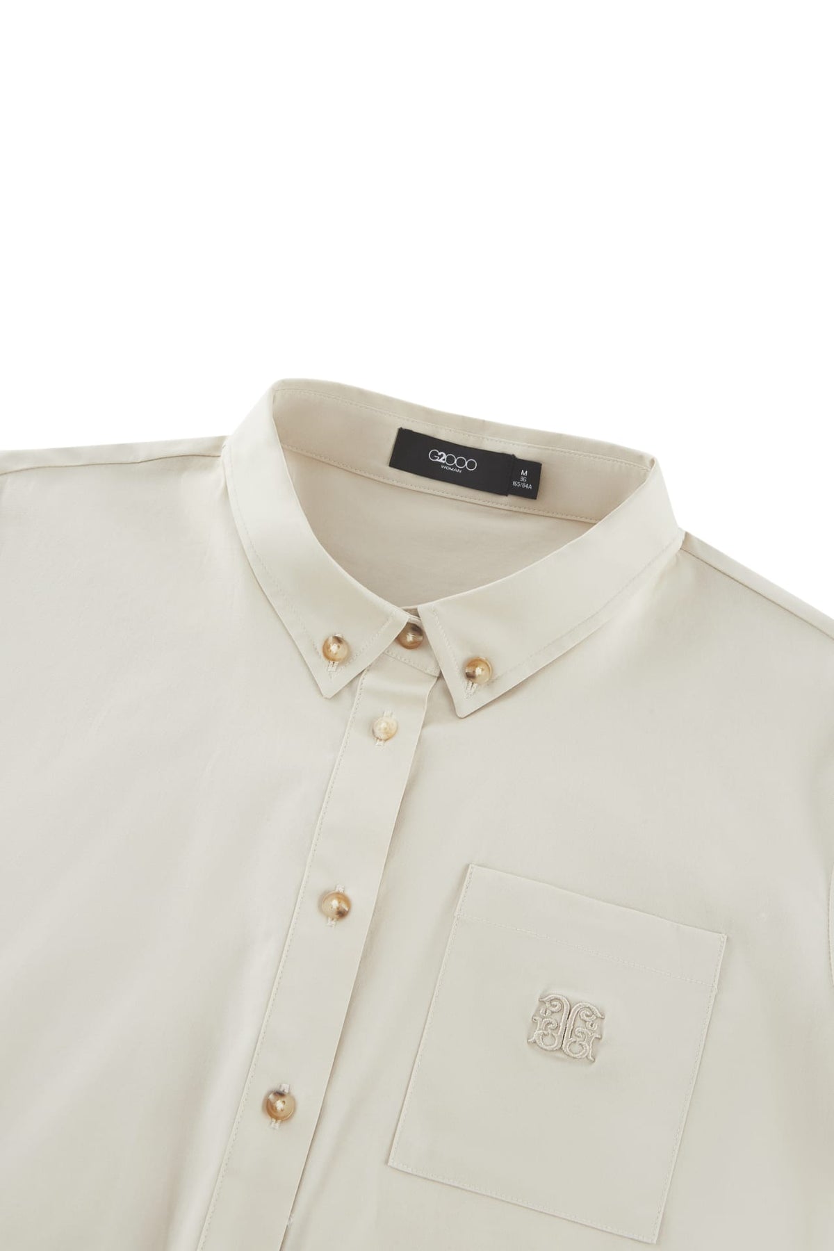 G2000 Shirts Alphabet Embroidered Cropped Relax Fit Casual Shirt