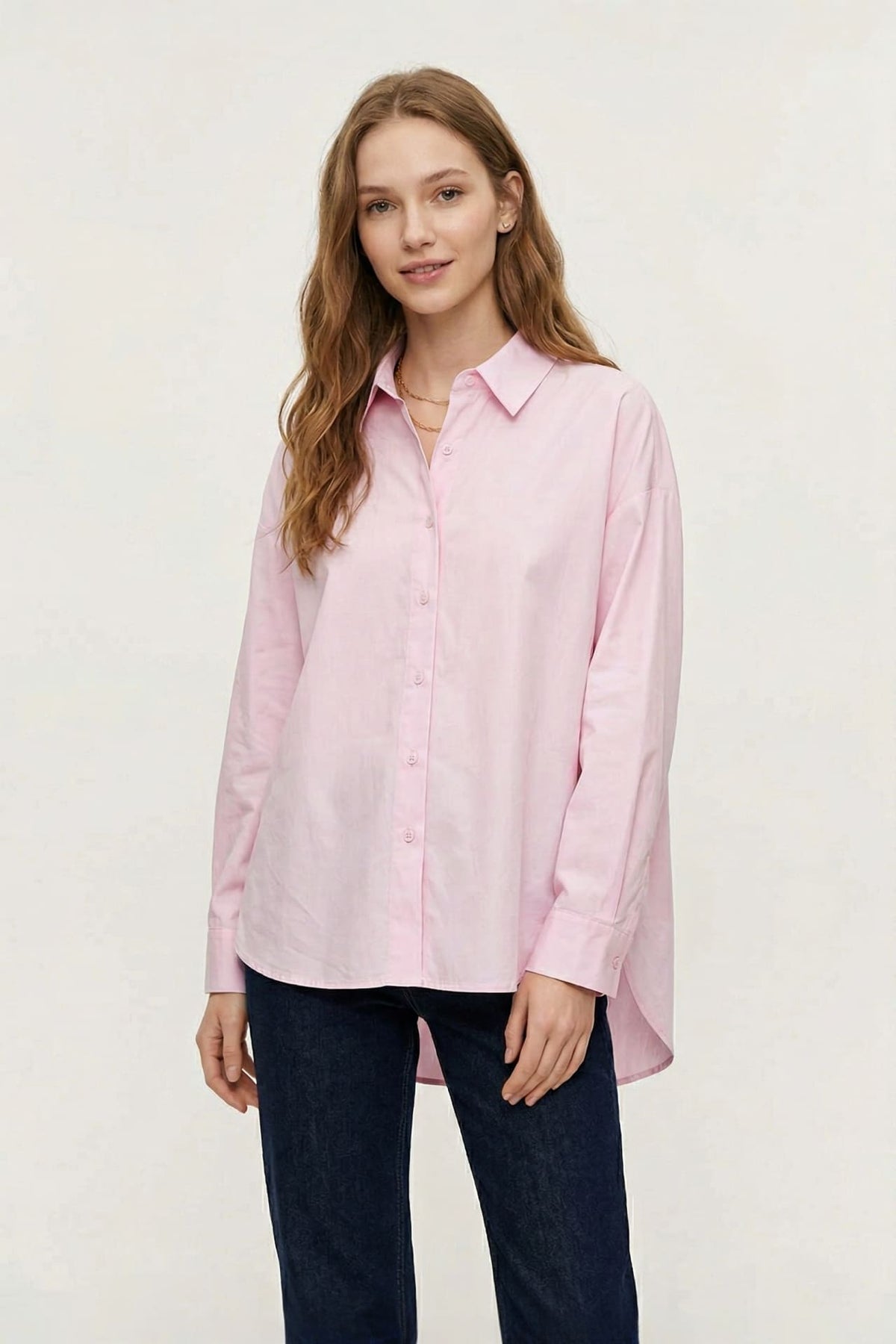 G2000 - Shirts - Smocked Back Overlap Slit Oversize Casual Shirt - Oversized - Ballet