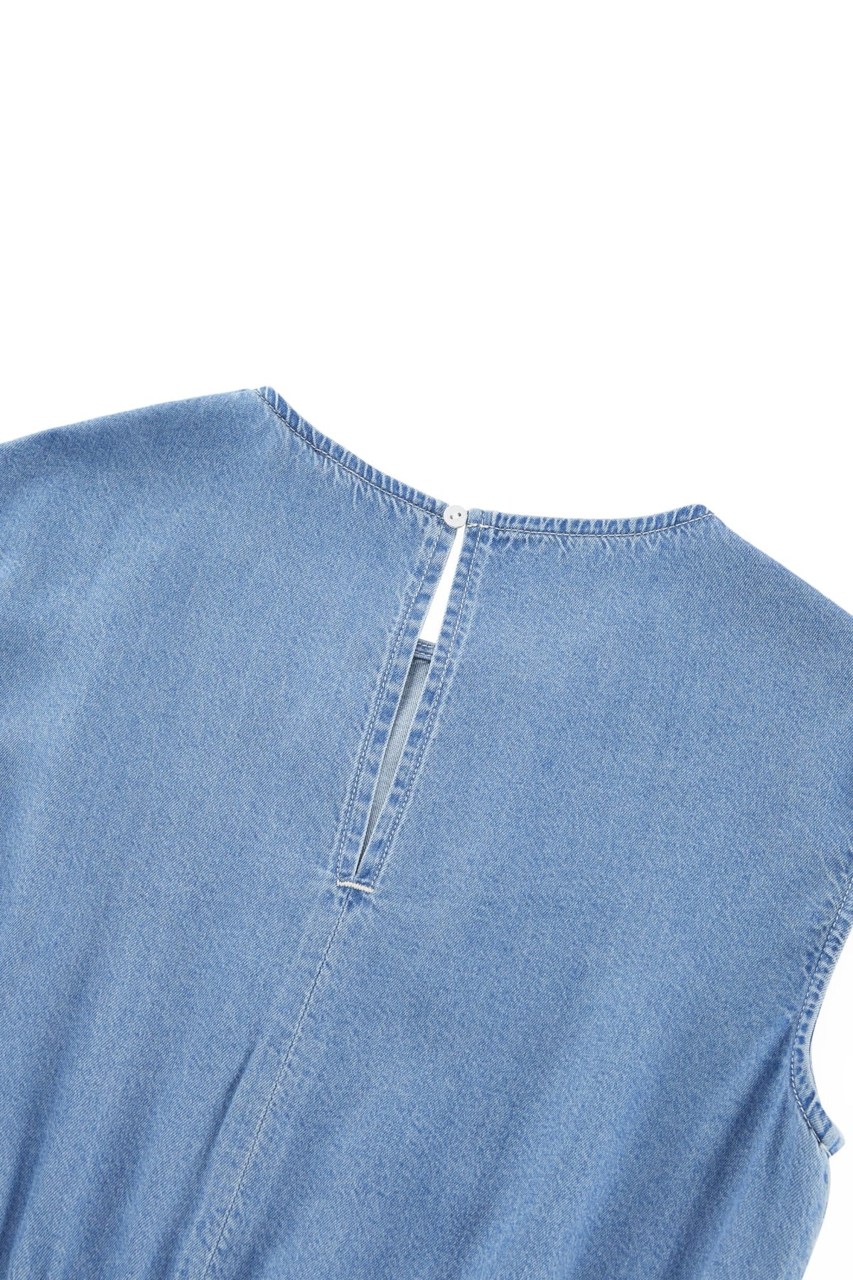 G2000 Dresses Handkerchief Hem Round Neck Denim Midi Dress With Belt