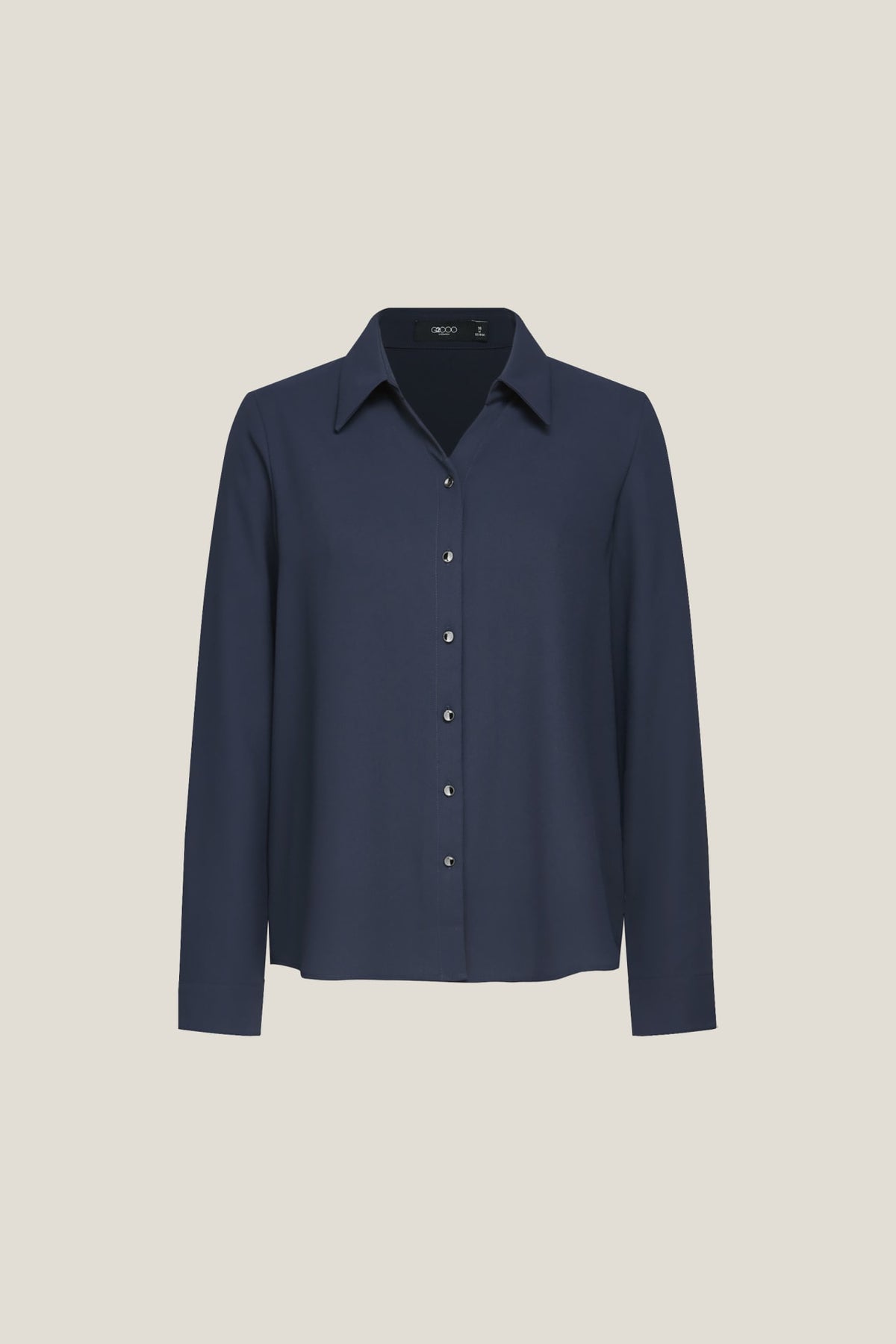 G2000 Blouses Anti Uv Back Crepe Shirt Collar Regular Fit Long Sleeve Blouse With Necklace