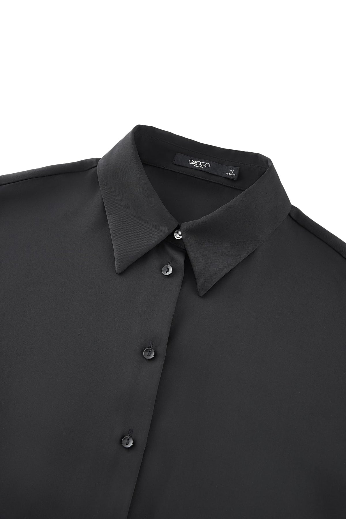 G2000 - Blouses - Satin Shirt Collar Relax Fit Batwing Short Sleeve Shirt