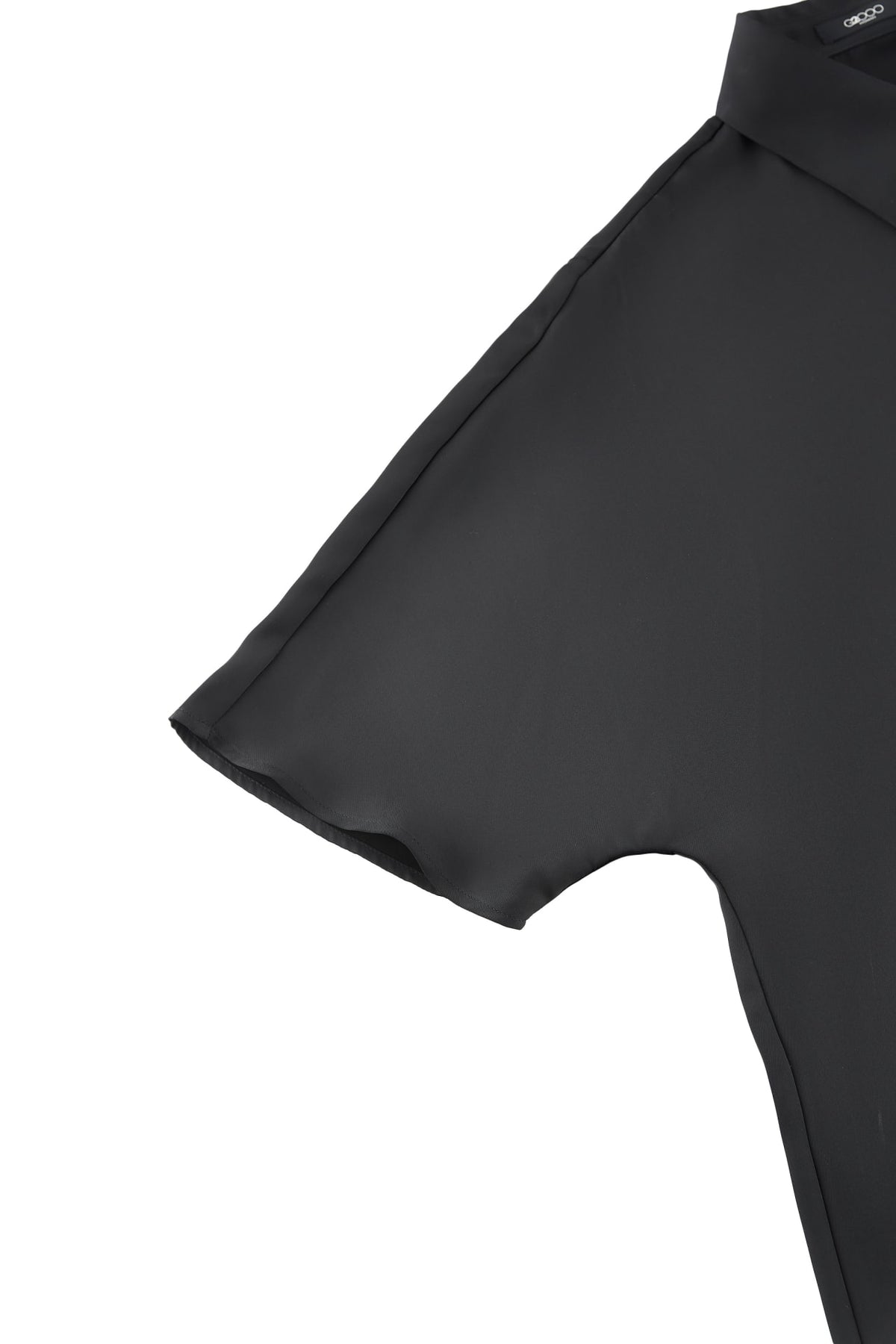 G2000 - Blouses - Satin Shirt Collar Relax Fit Batwing Short Sleeve Shirt