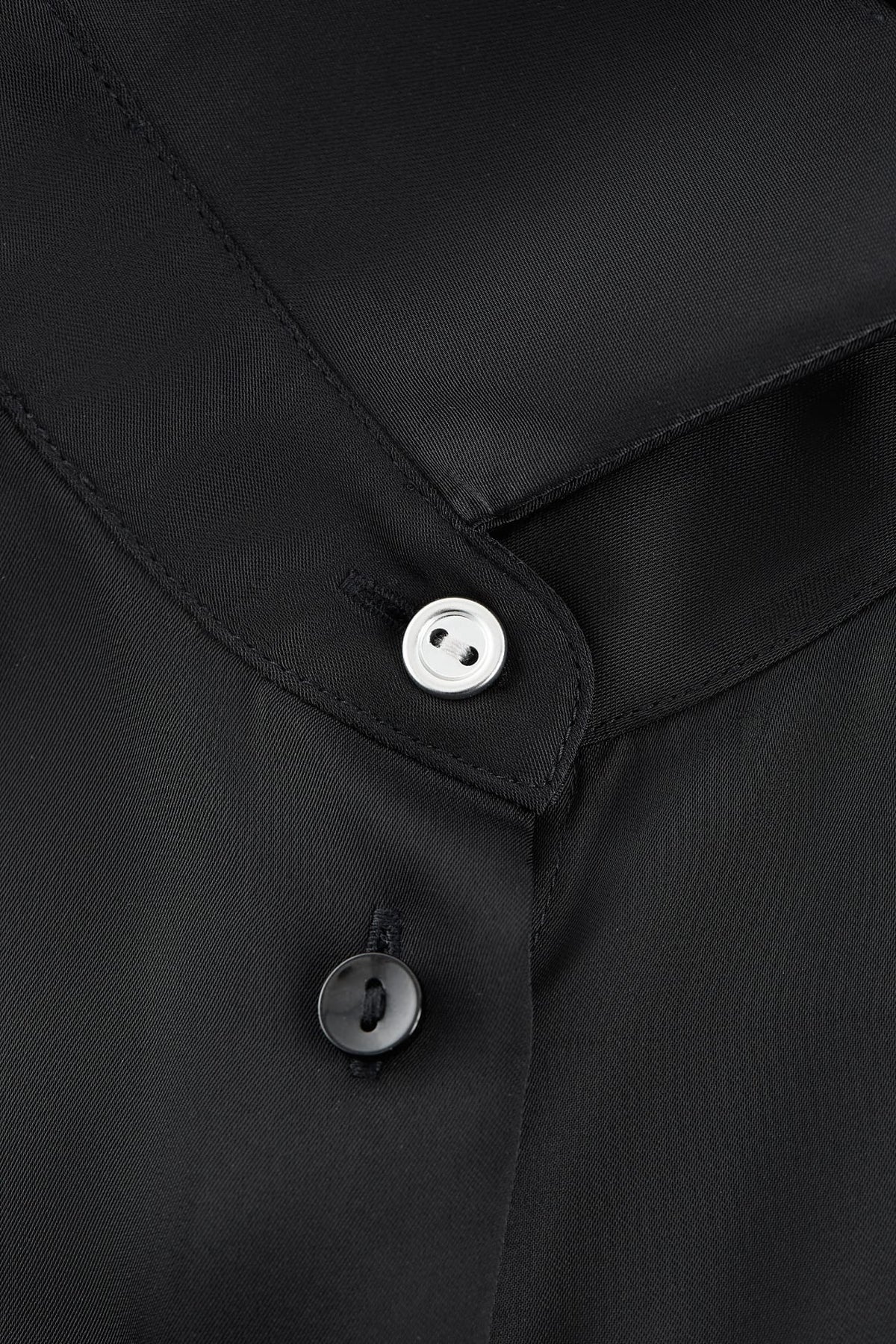 G2000 - Blouses - Satin Shirt Collar Relax Fit Batwing Short Sleeve Shirt