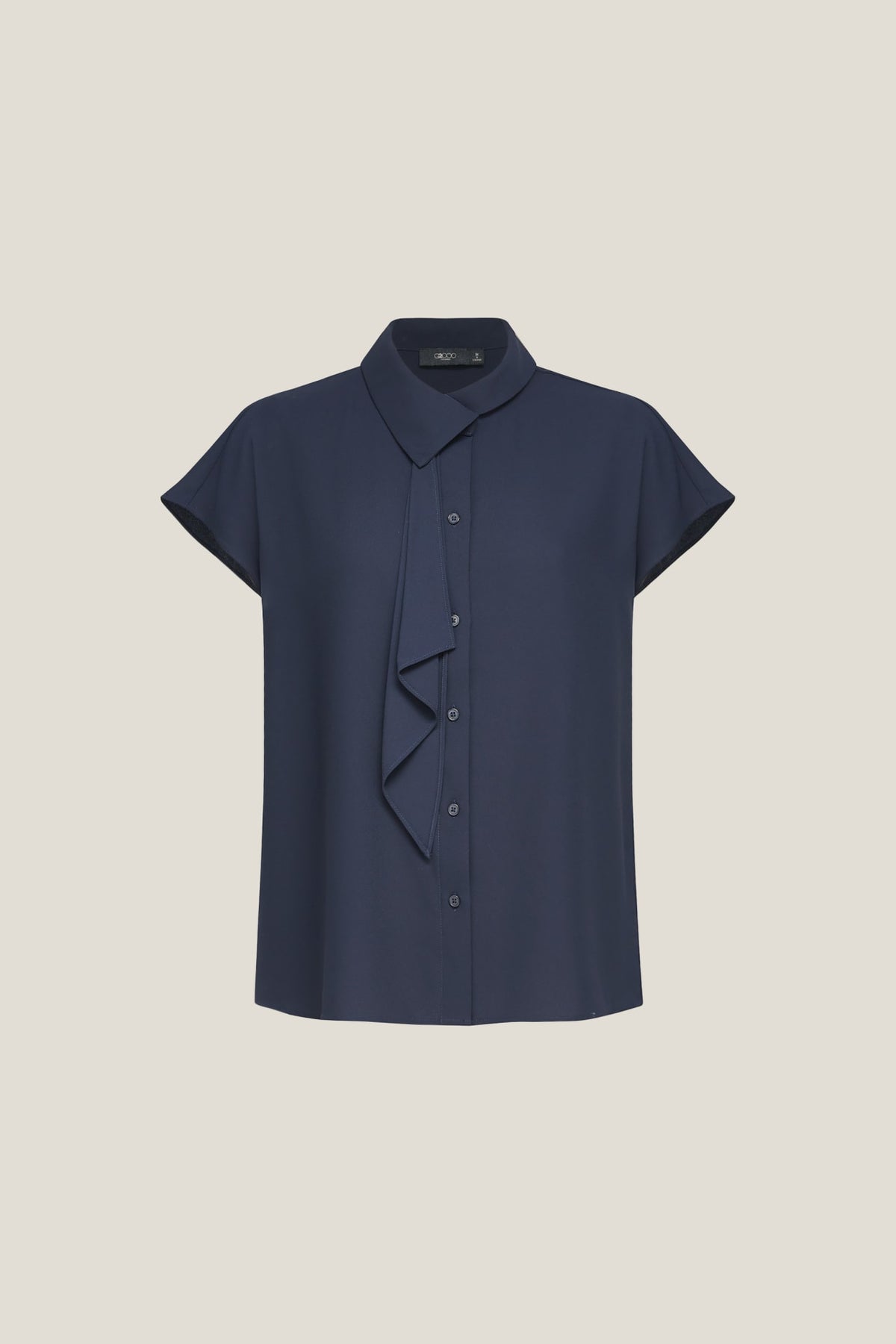G2000 - Blouses - Anti UV Asymmetric Stand Collar Regular Fit Short Sleeve Shirt