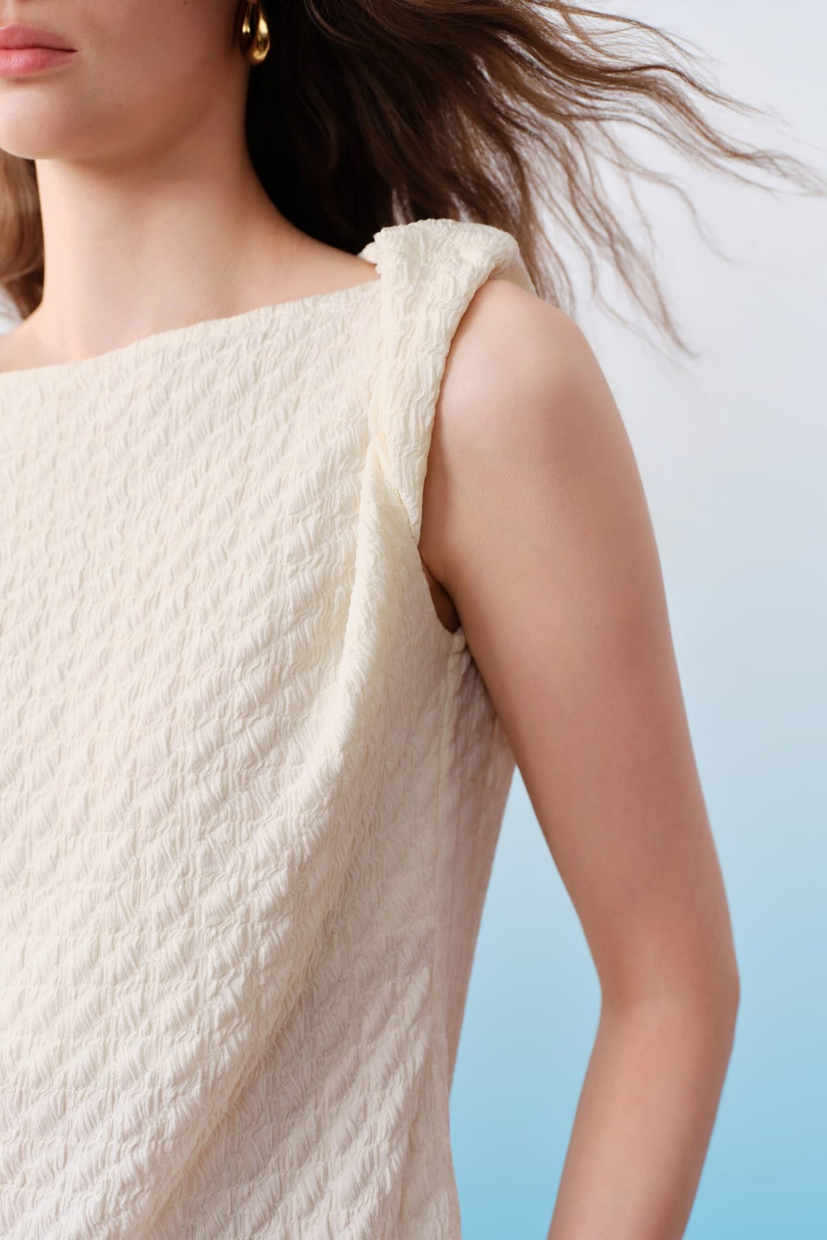 G2000 T-Shirts Irregular Twist Shoulder Texture Knit Tank Top