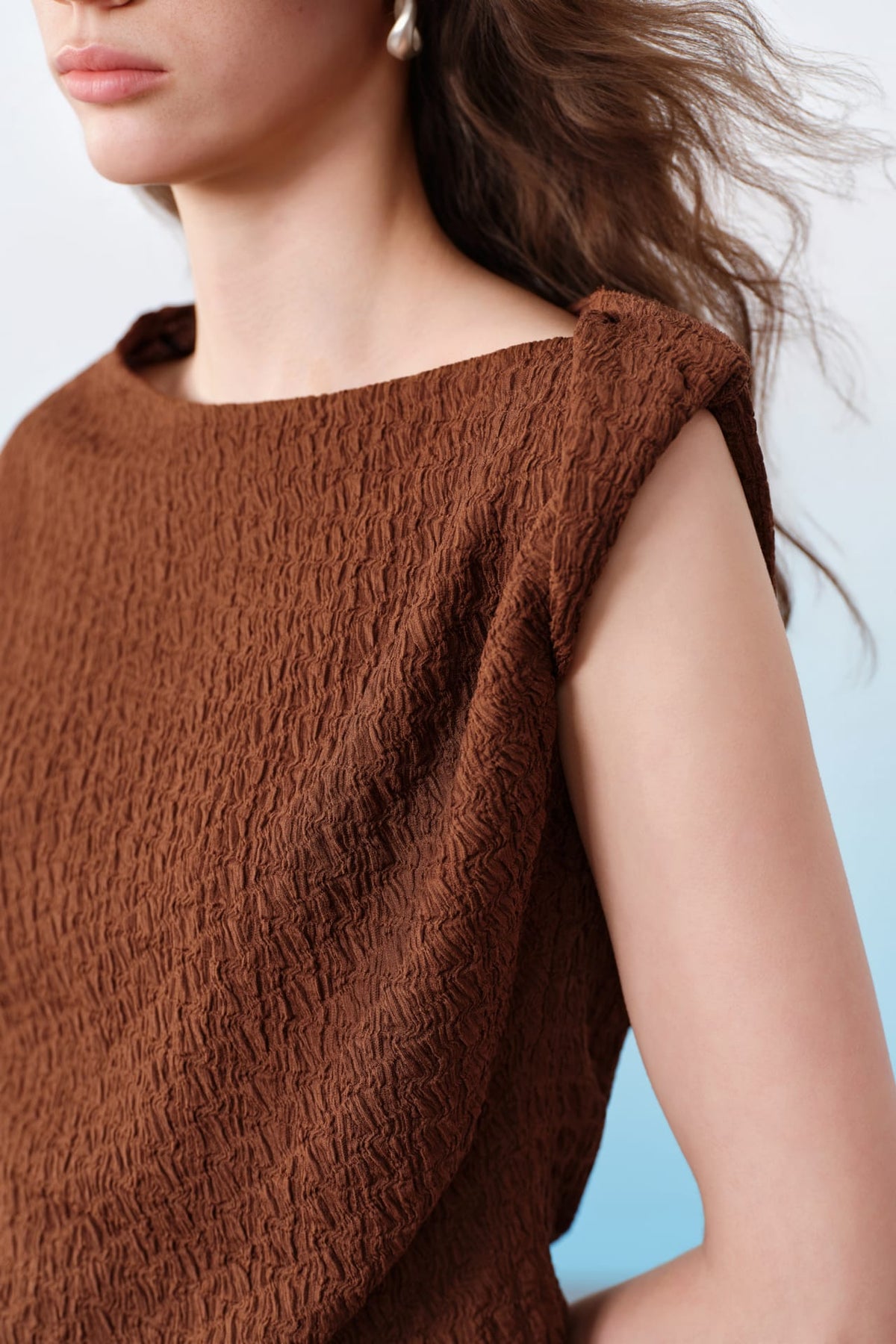 G2000 T-Shirts Irregular Twist Shoulder Texture Knit Tank Top
