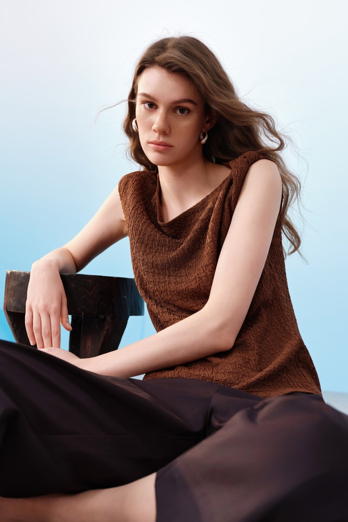 G2000 T-Shirts Irregular Twist Shoulder Texture Knit Tank Top